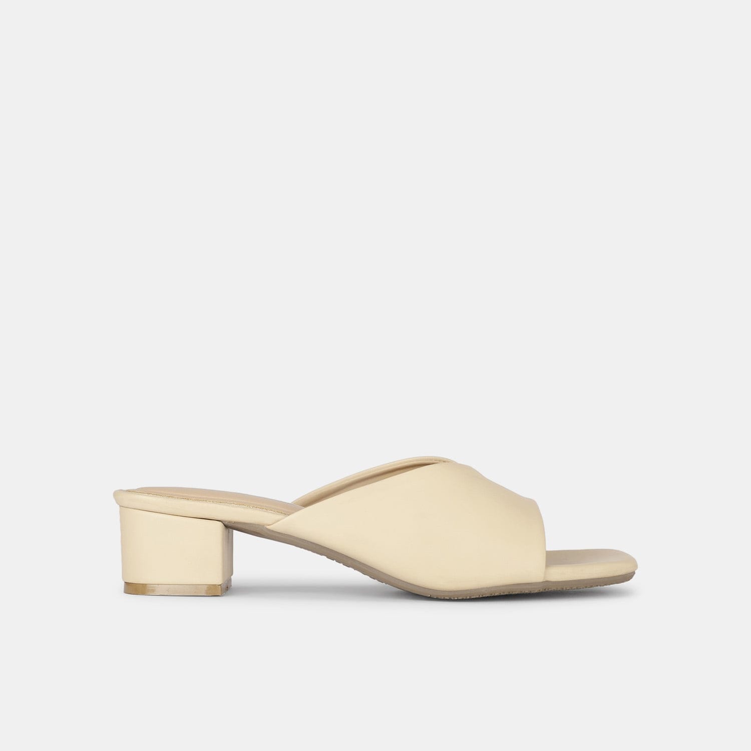 Bata red label beige open toe mid-heel mules for women