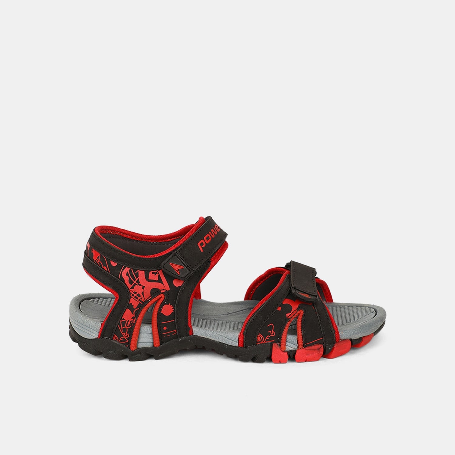 Bata red and black sporty sandals with velcro closure for kids