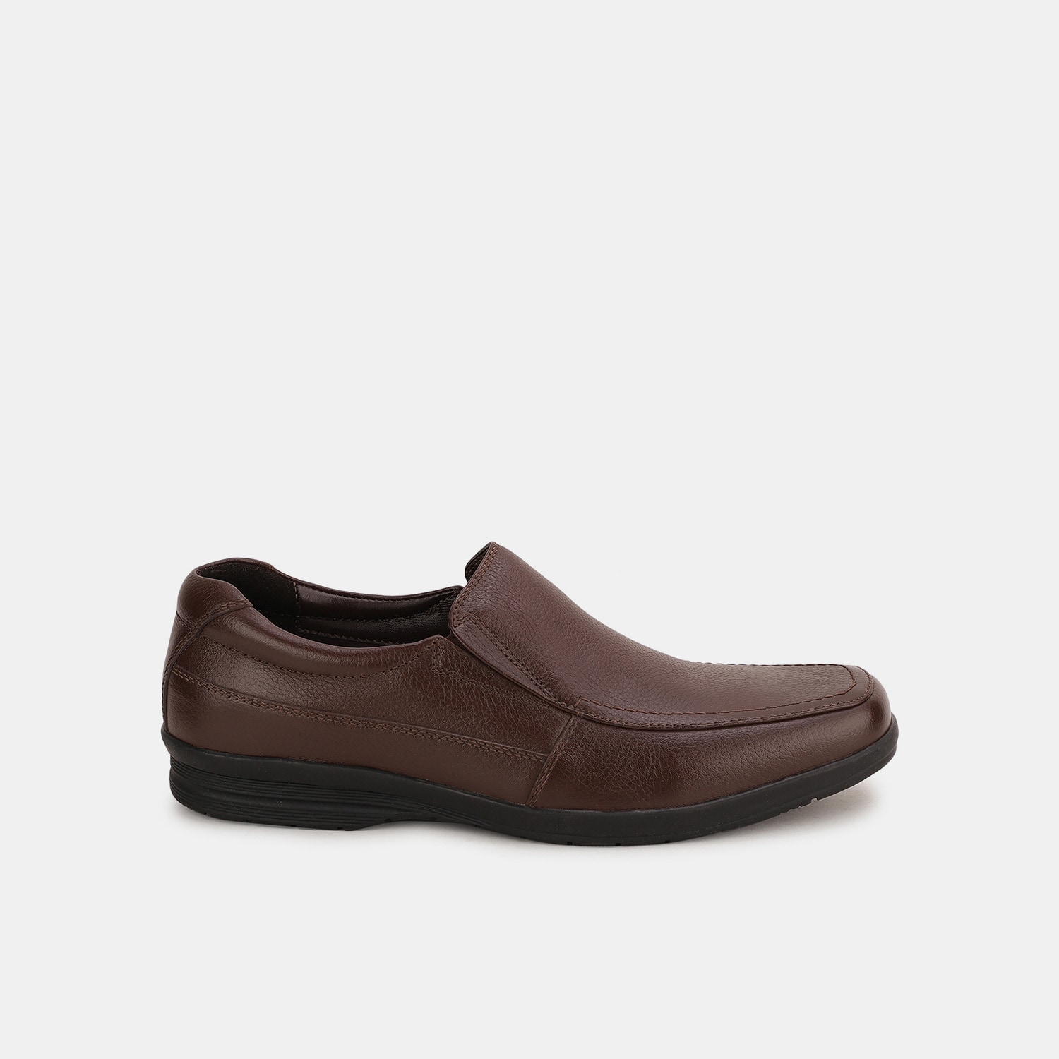 Bata brown leather formal slip-on shoes for men