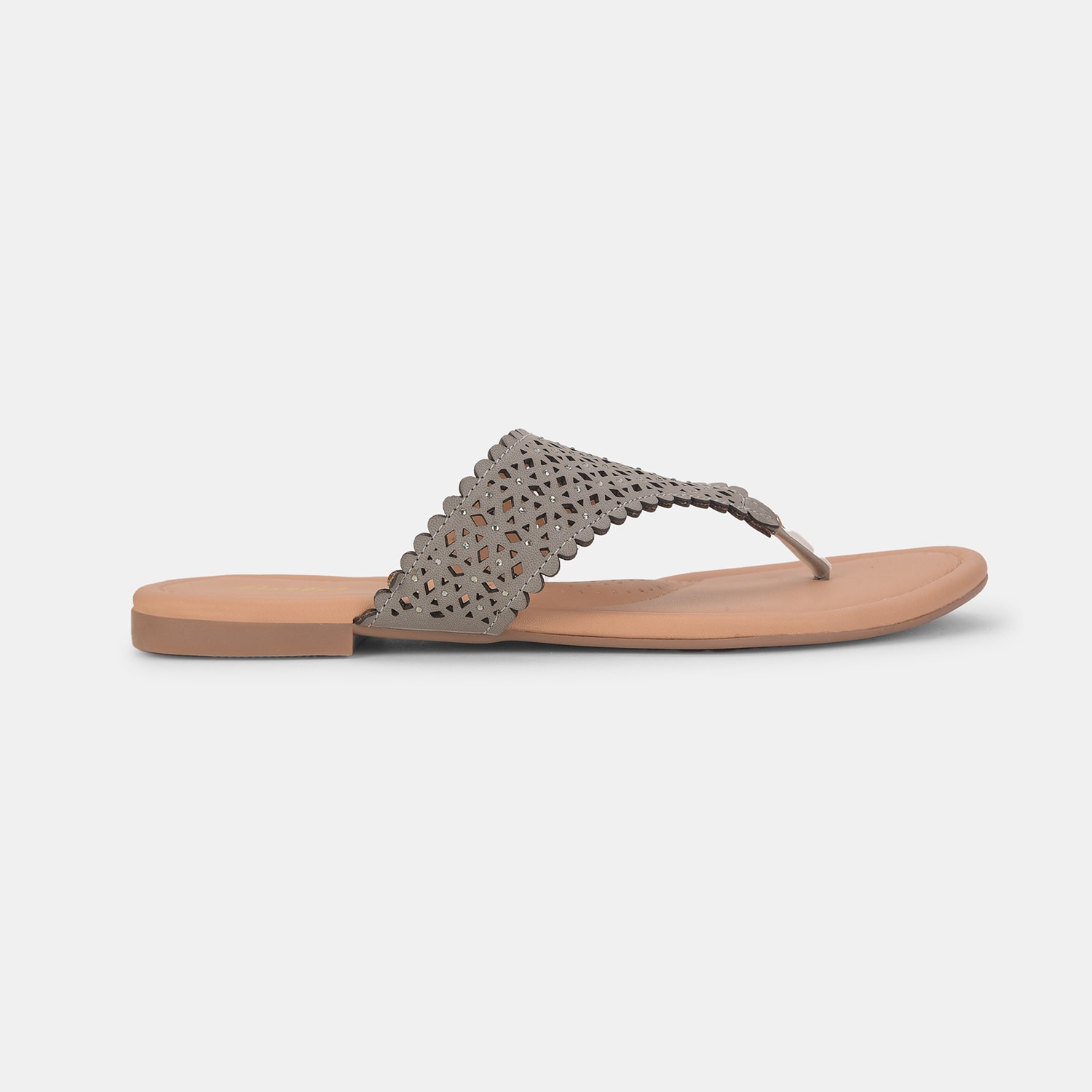Bata Grey Flat Thongs for Women