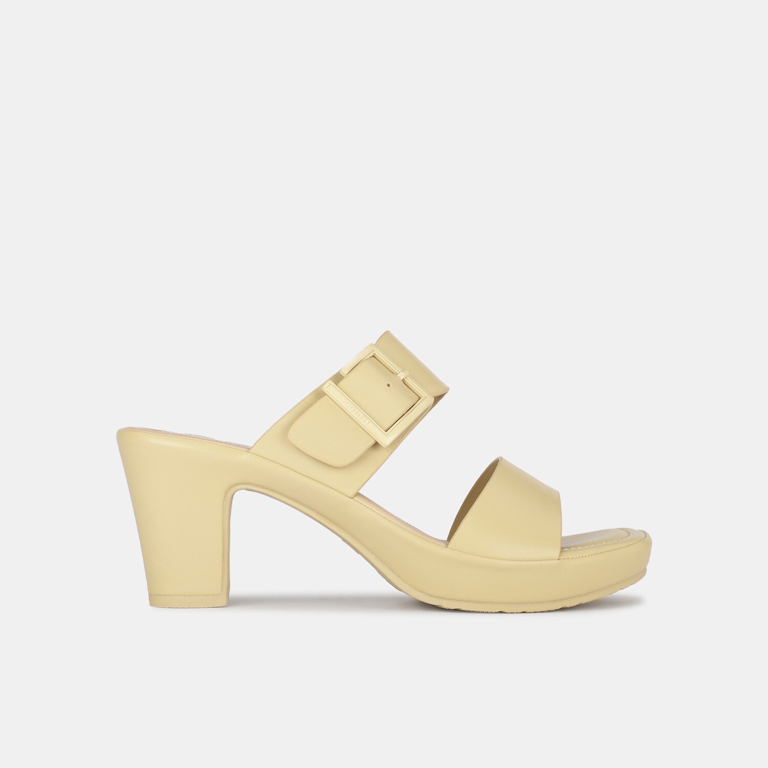 Bata comfit yellow casual mid-heel mules for women