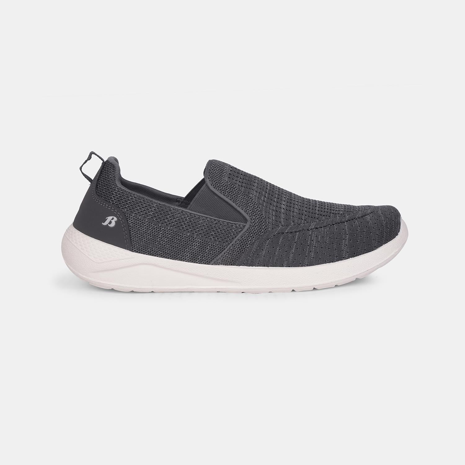 Bata dark grey textile slip-on sneaker shoes for men