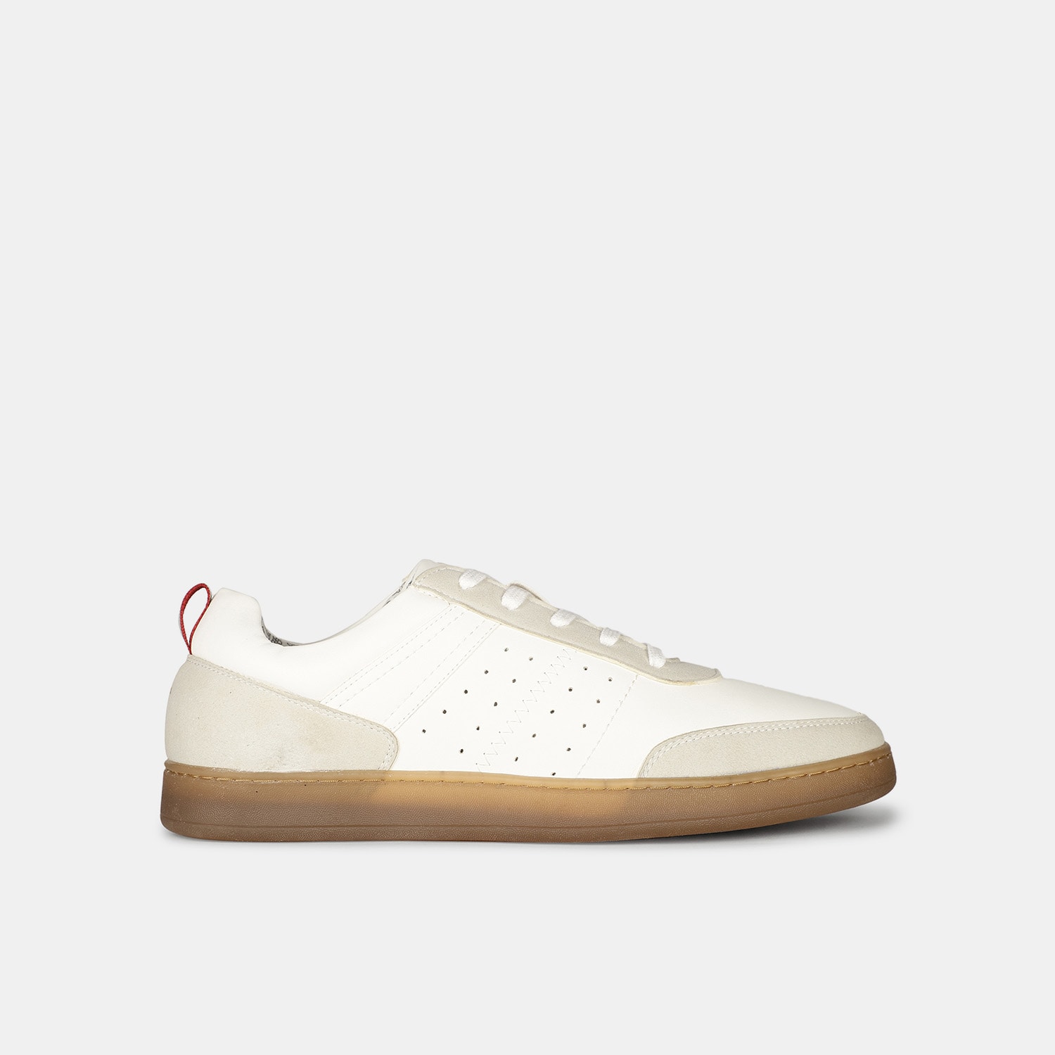 Bata red label white casual lace-up shoes with perforations for men