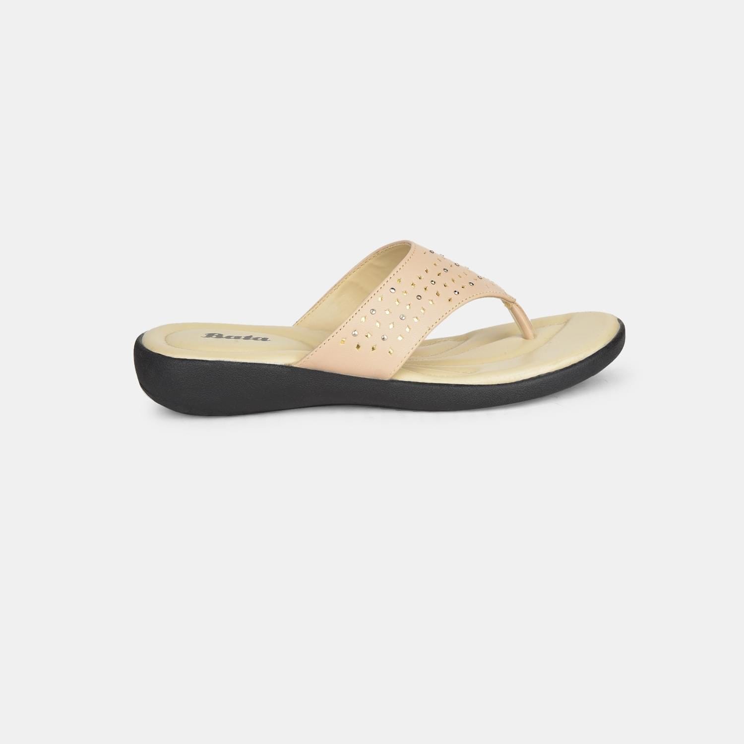 Bata beige casual thong slippers for women