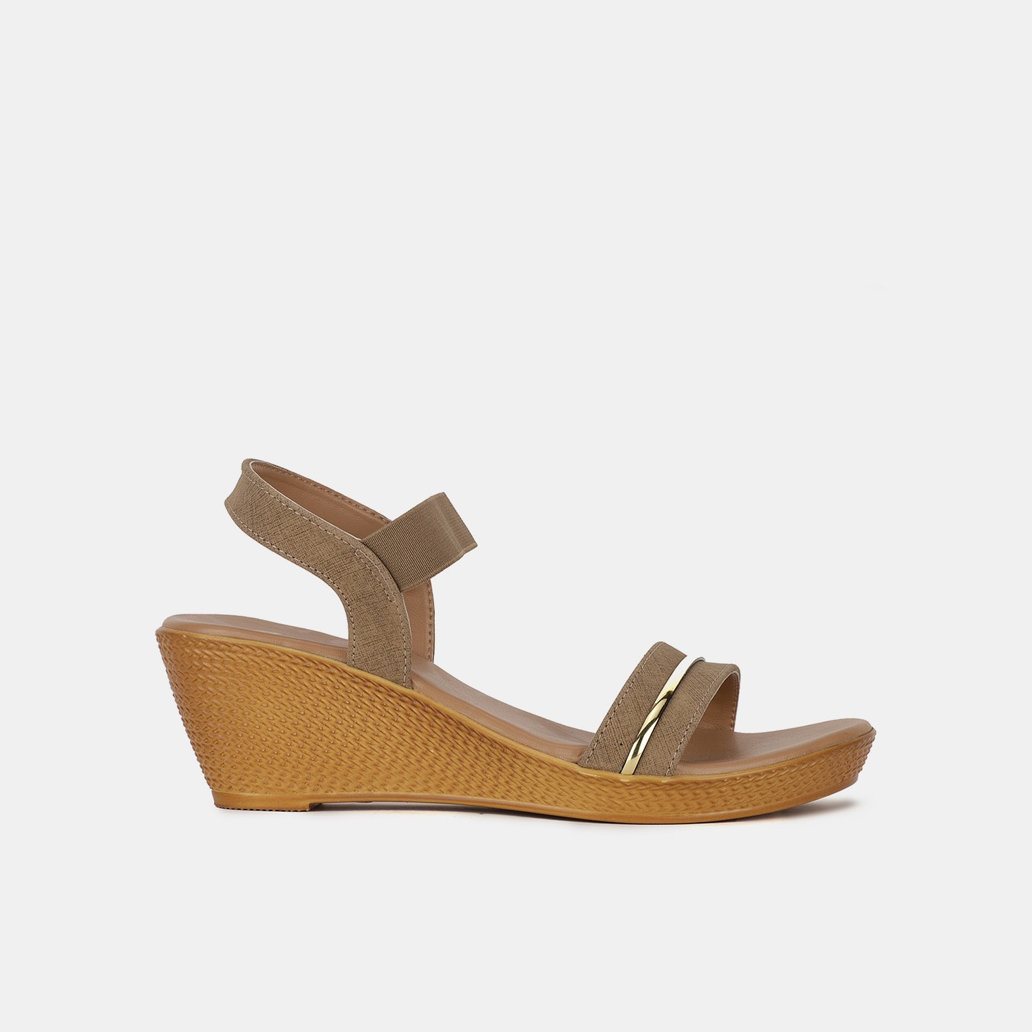 Bata beige open toe wedge sandals for women