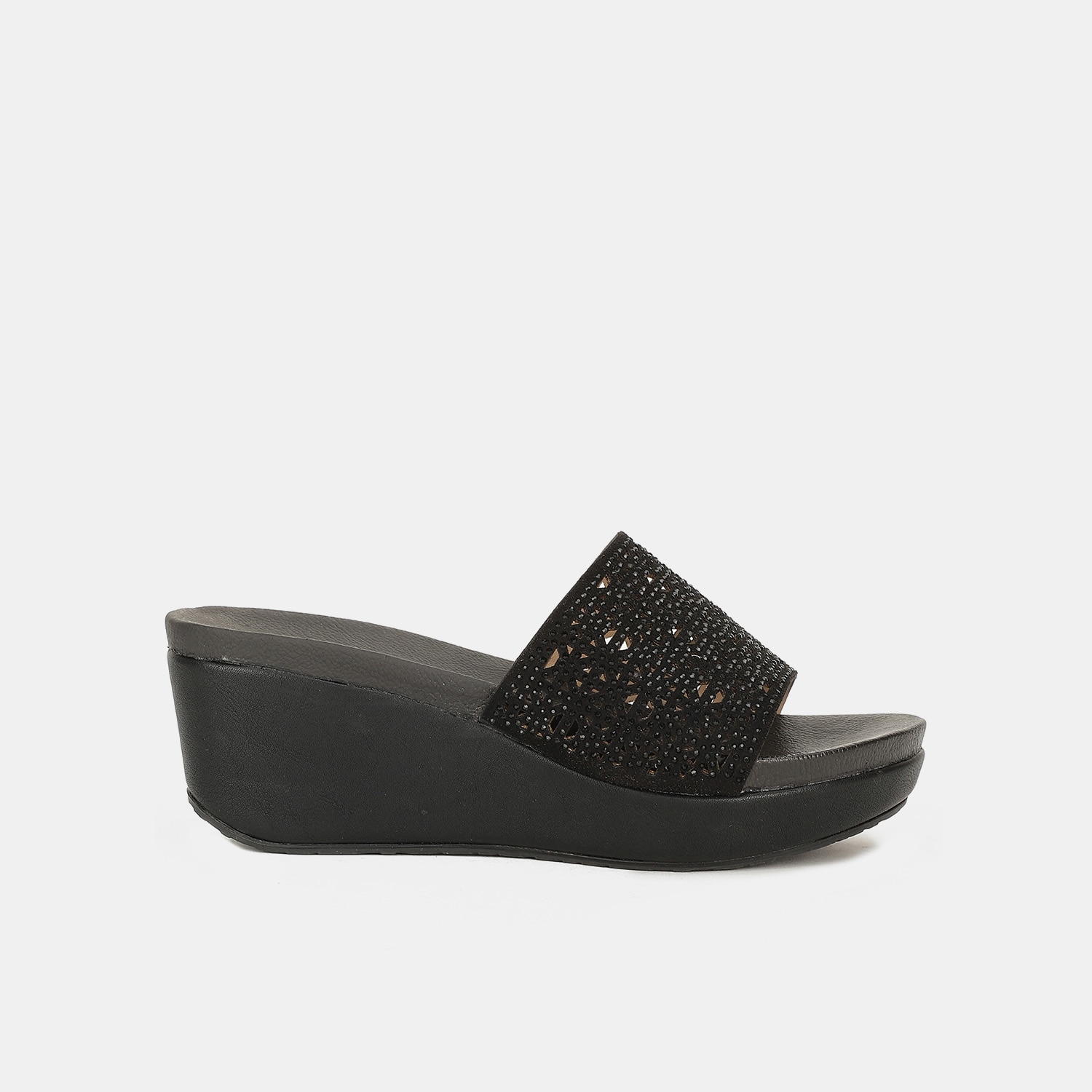 Bata black wedge heel mules for women
