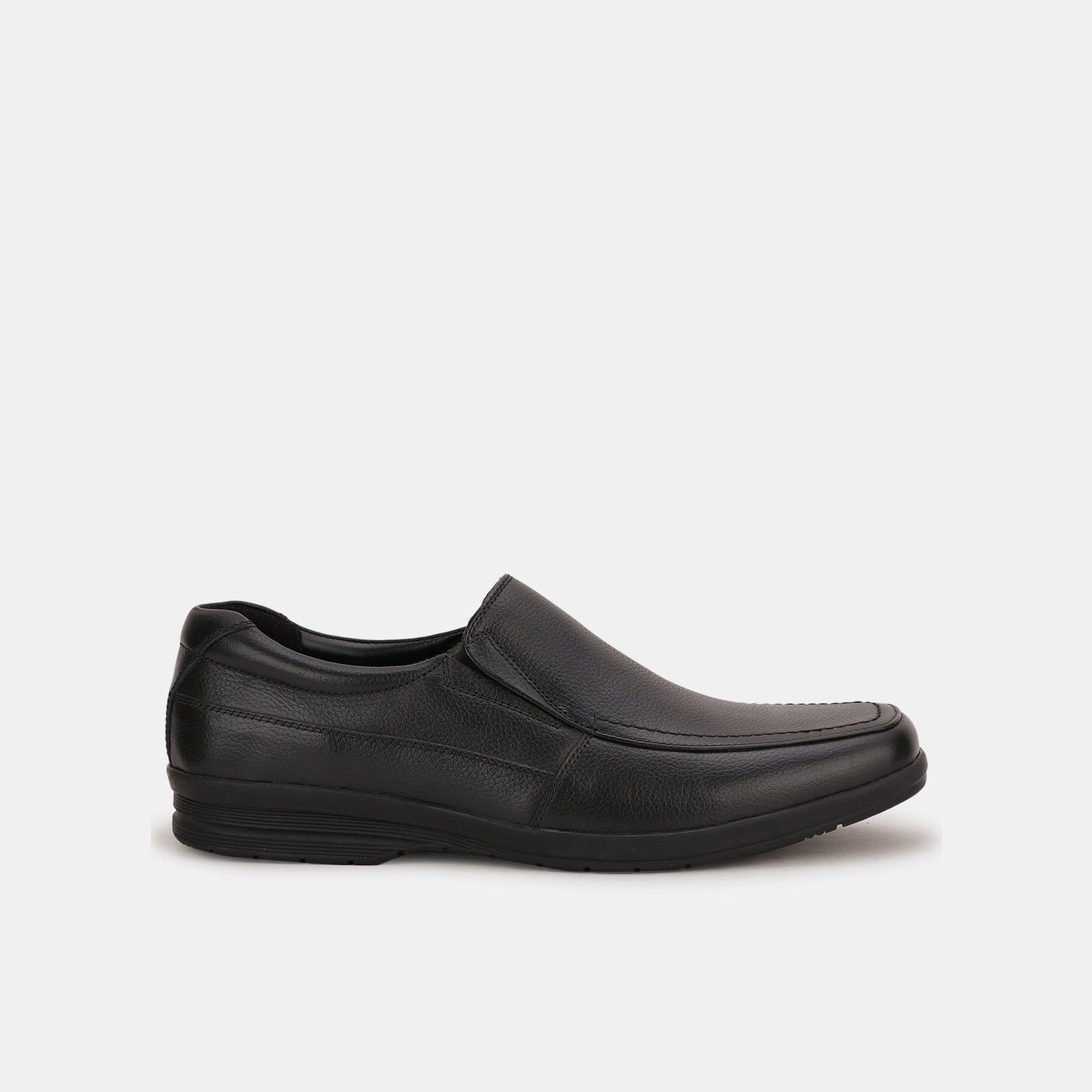 Bata black leather formal slip-on shoes for men