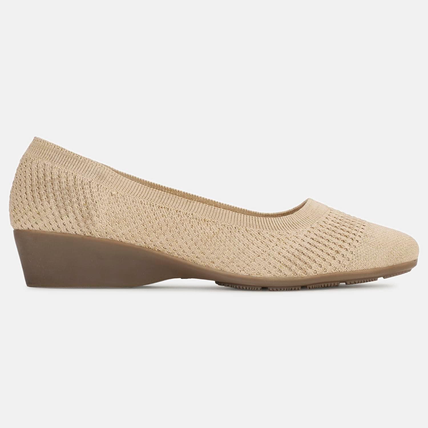 Bata beige textile ballerina pumps for women