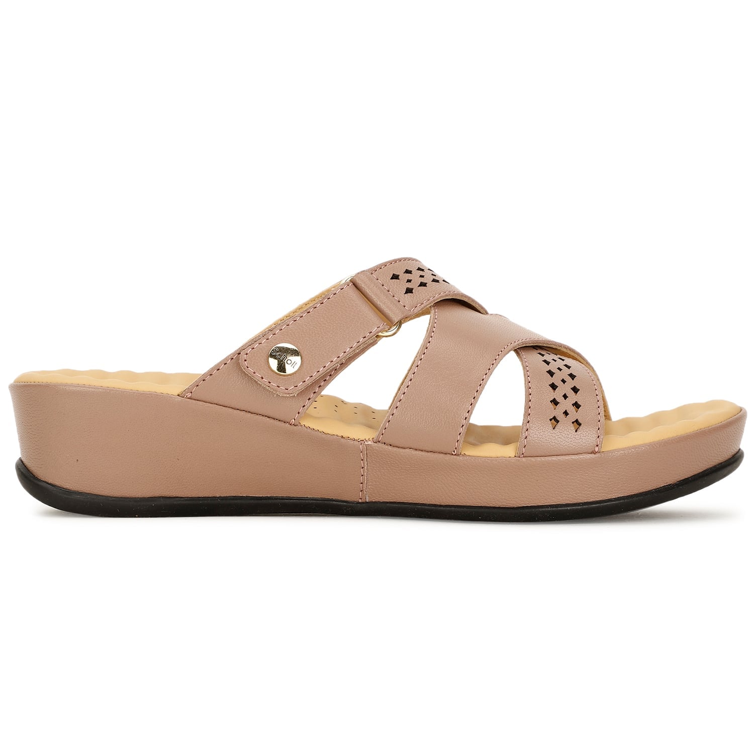 Scholl beige leather open toe mules for women