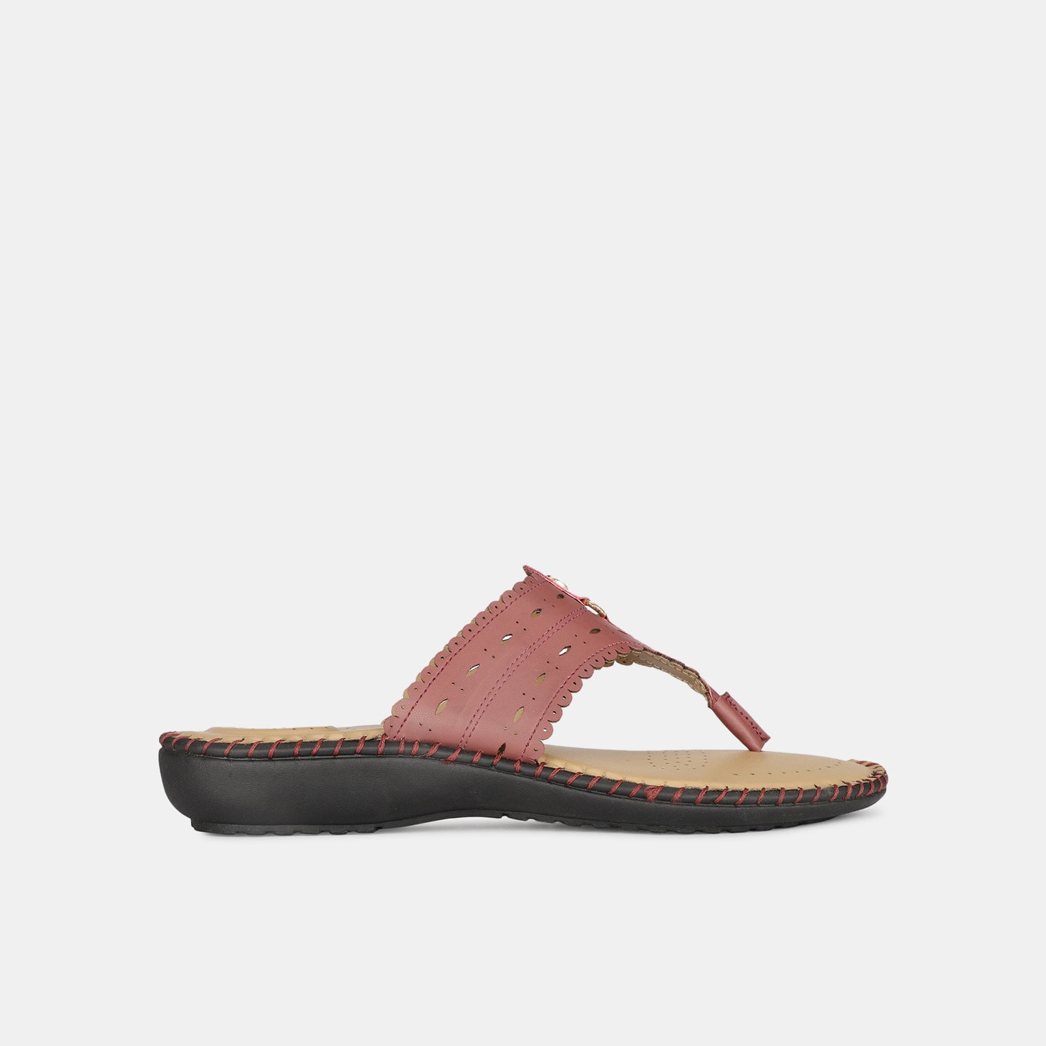 Bata Comfit Red Flat Thongs for Women