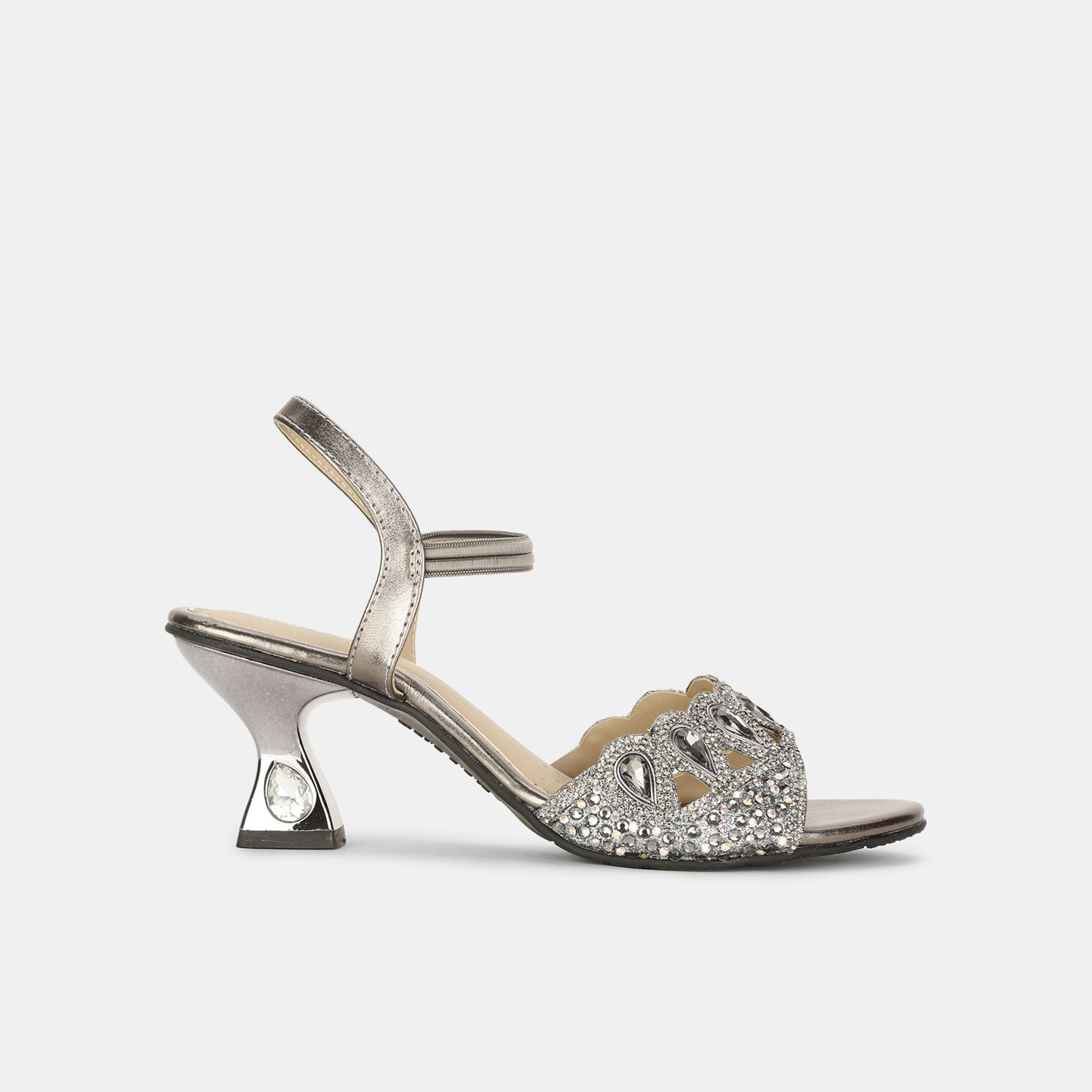 Bata red label black embellished block heel sandals for women