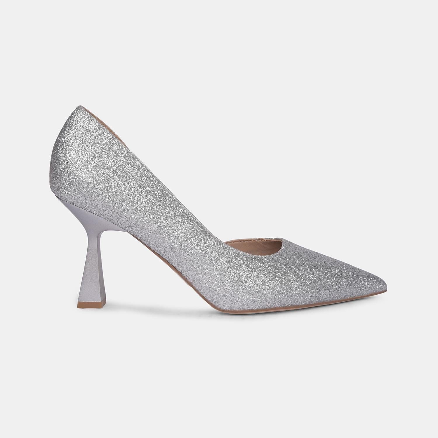 Bata red label silver embellished pumps for women