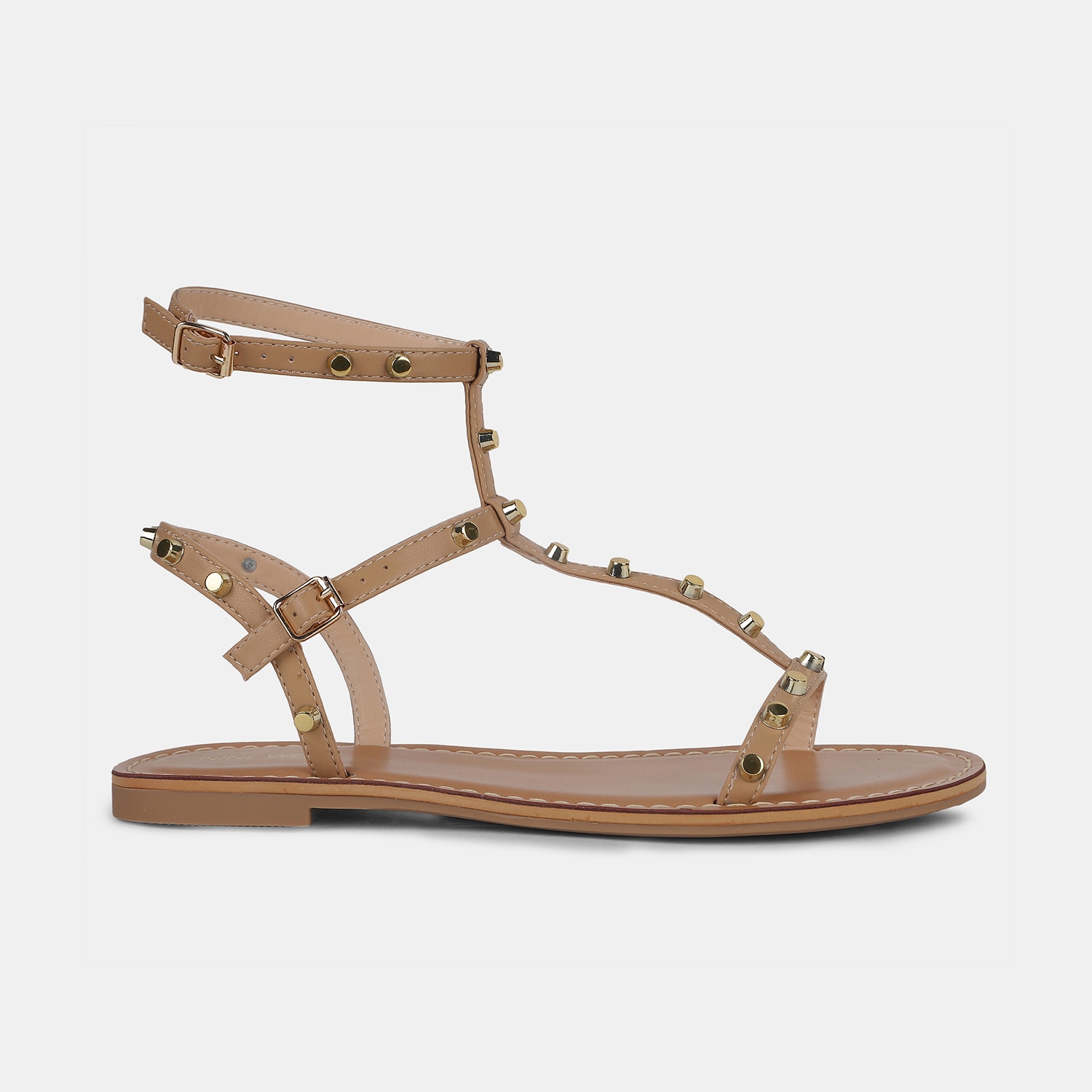 Nine west beige open toe flat sandals for women