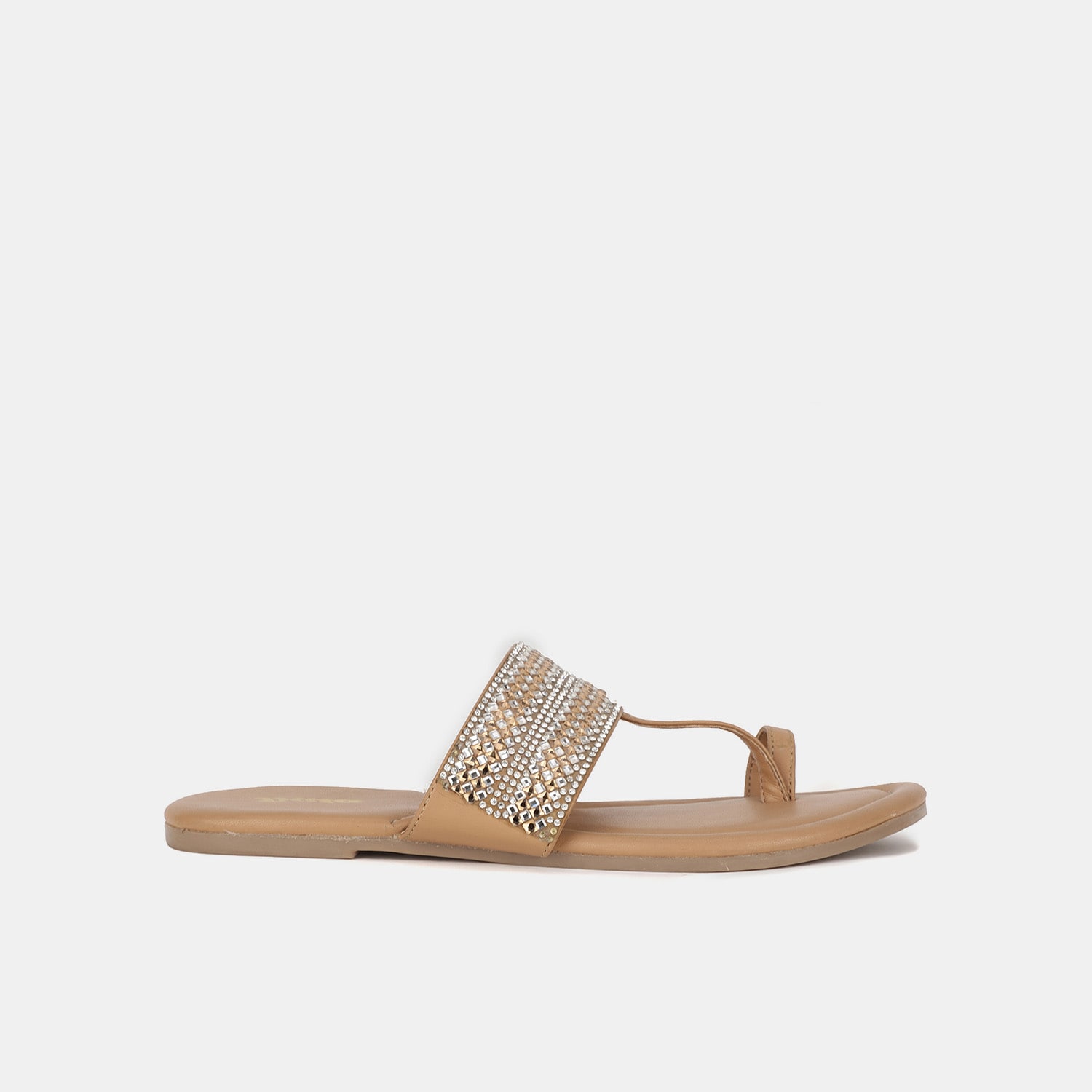 Bata gold embellished toe ring slippers for women