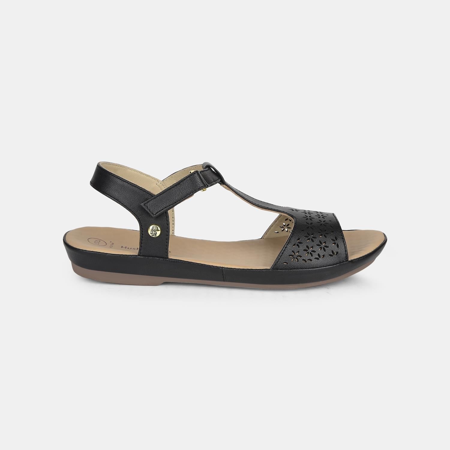 Hush Puppies Black Flat Sandals For Women