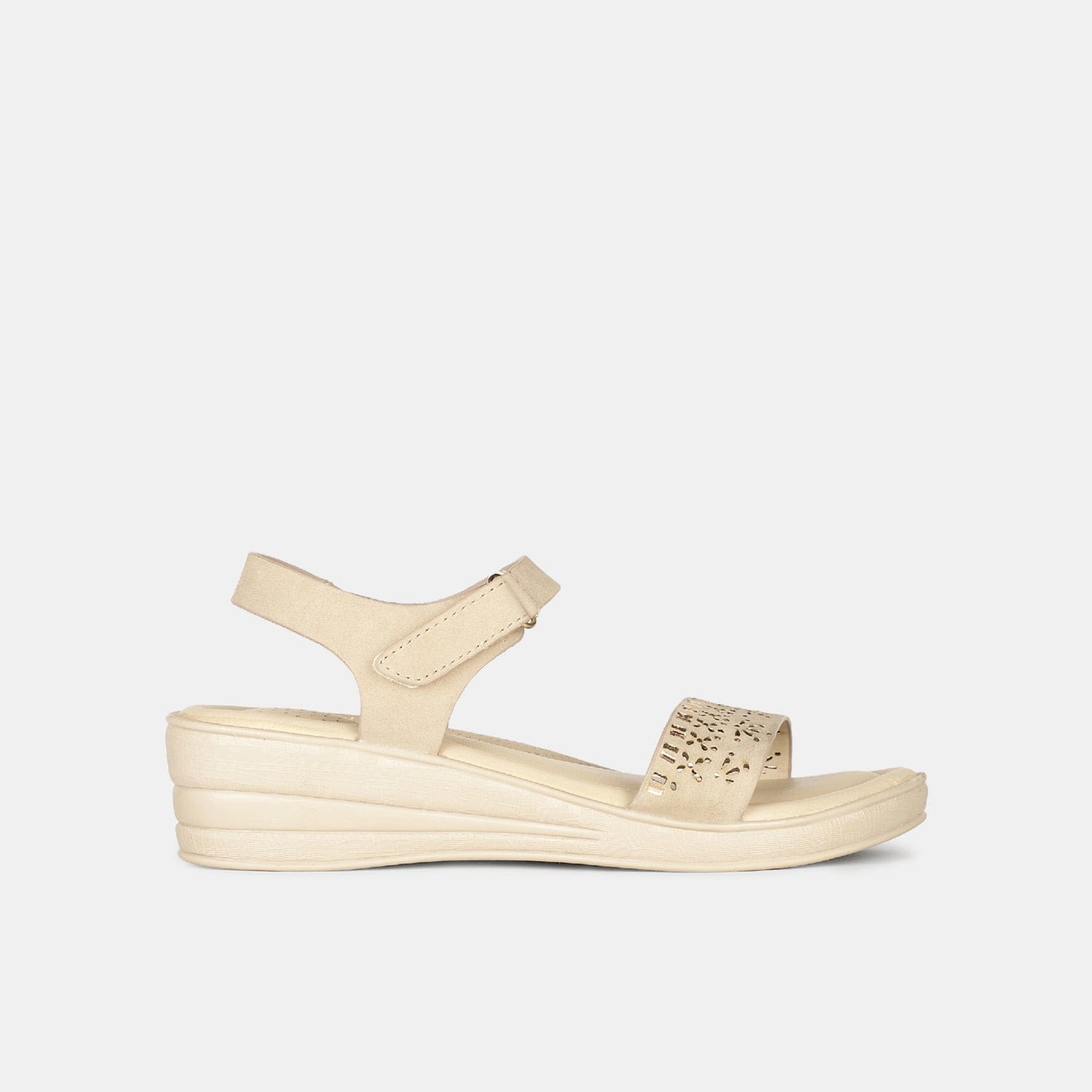 Bata comfit beige wedge heel sandals for women