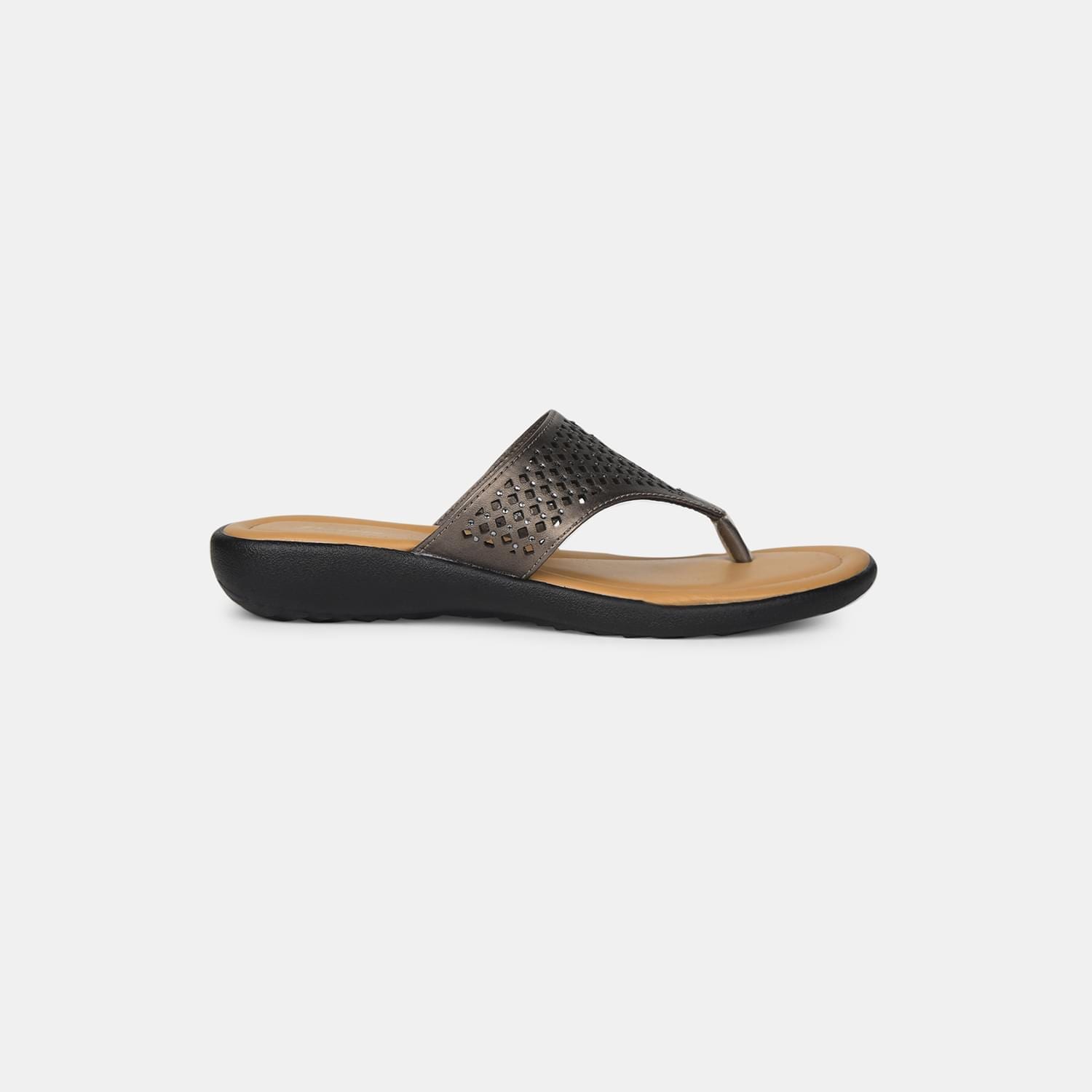 Bata Gunmetal Thongs For Women