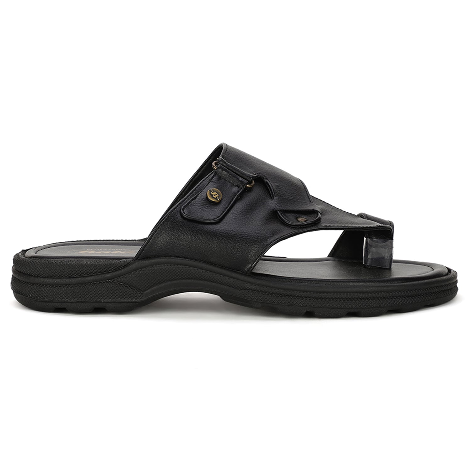 Bata black casual toe ring slippers for men