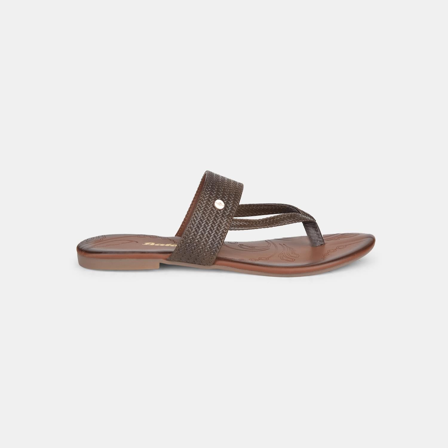 Bata brown casual thong slippers for women