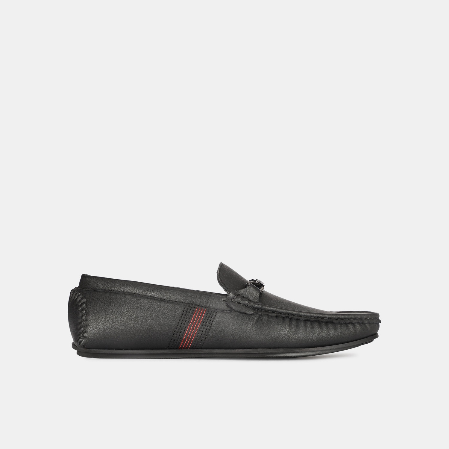 Red label black loafer for men