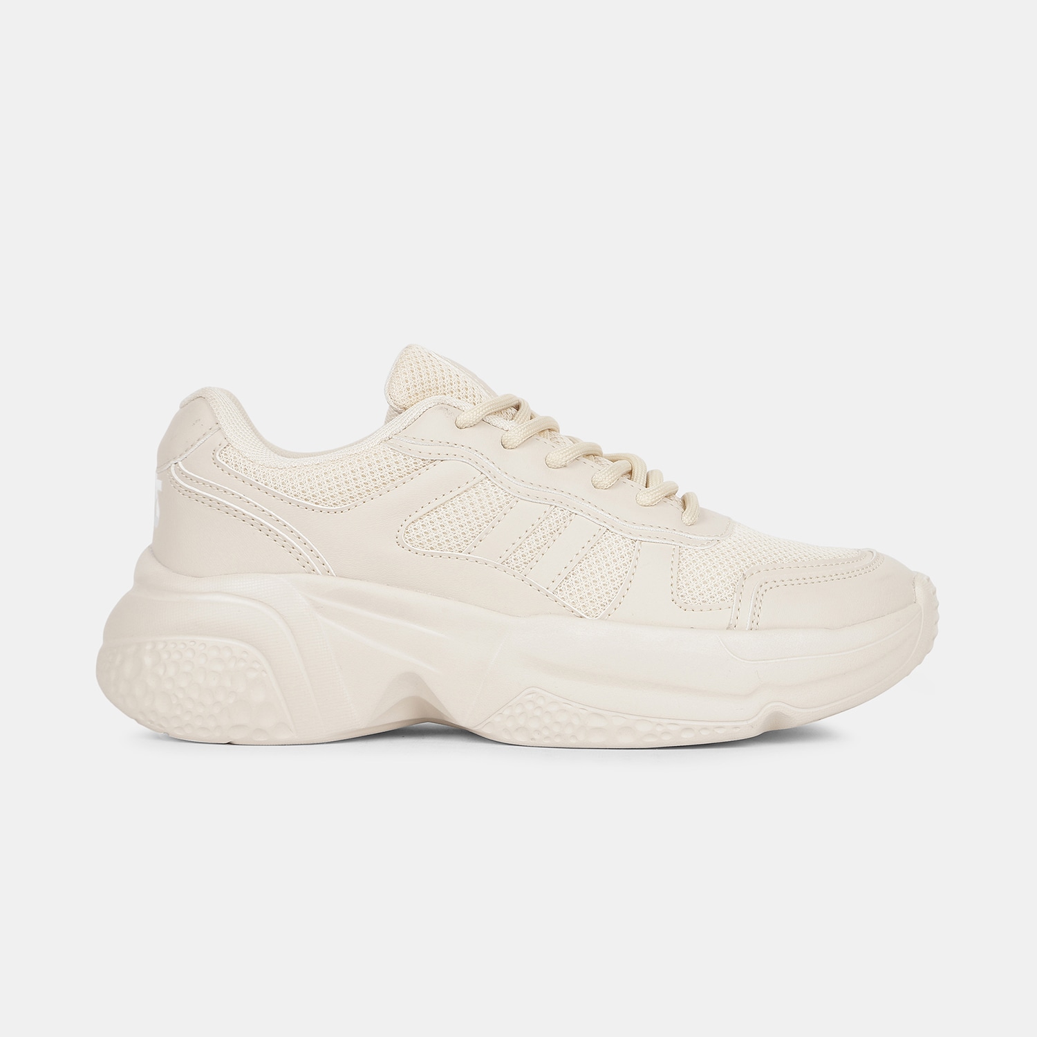 North star white mesh lace-up sneaker shoes for women