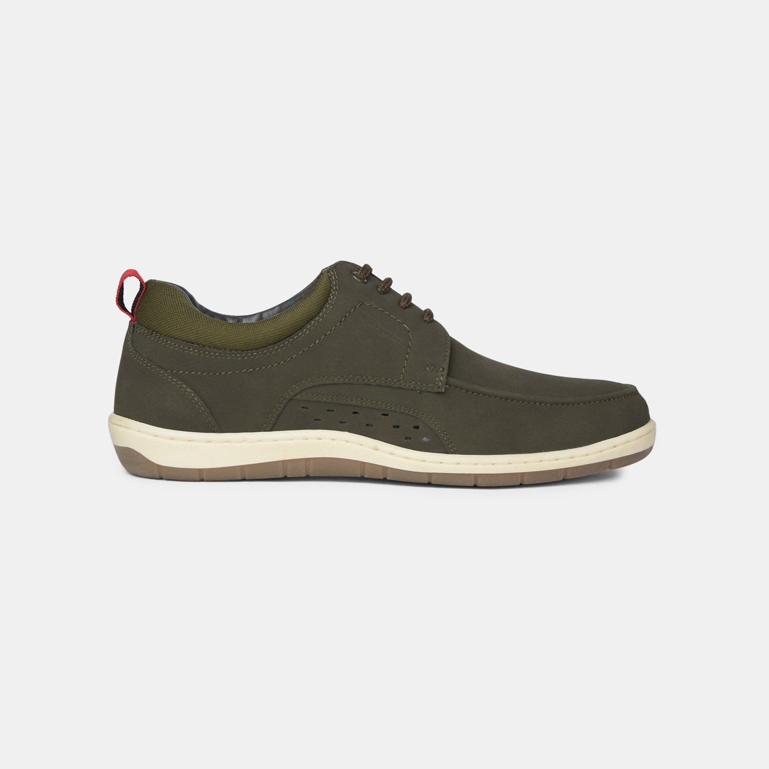 Red Label Olive Lace-Up Casual Shoes For Men