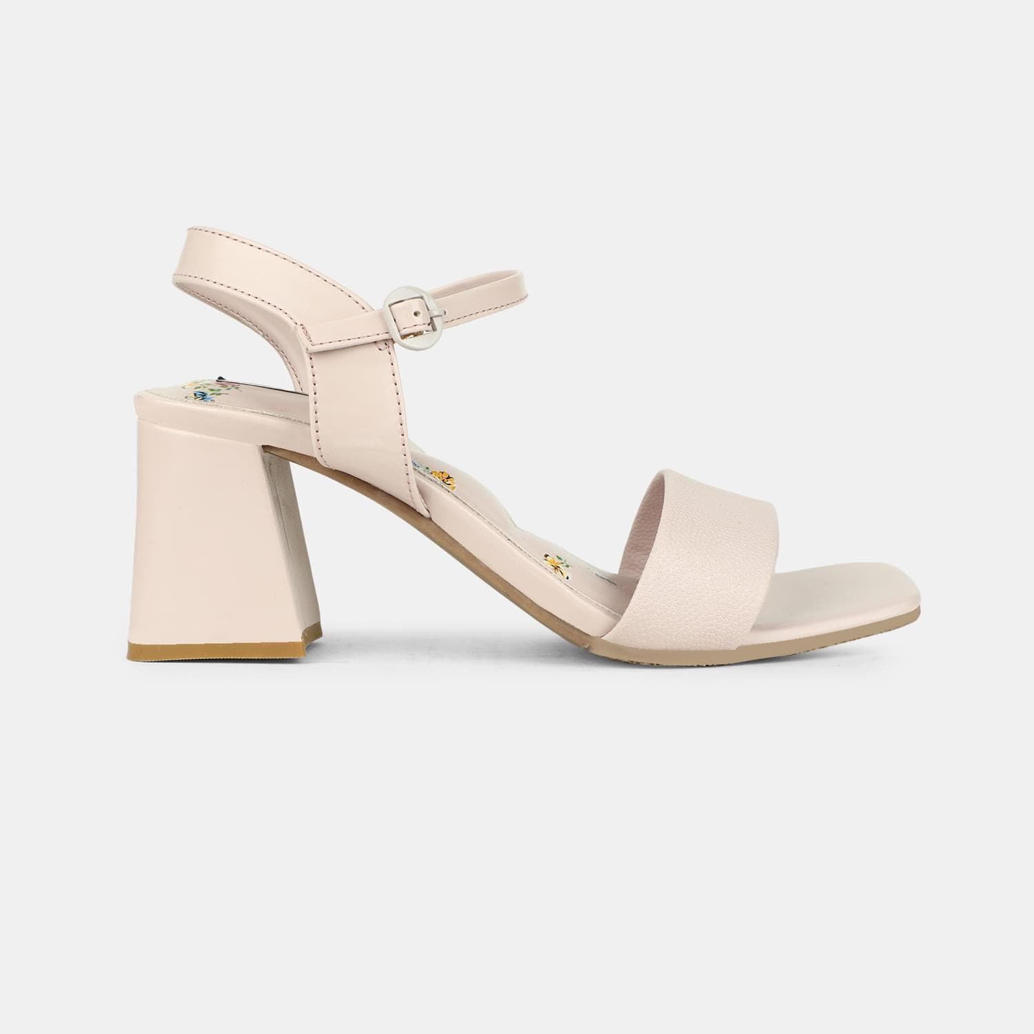 Red label white block heel for women