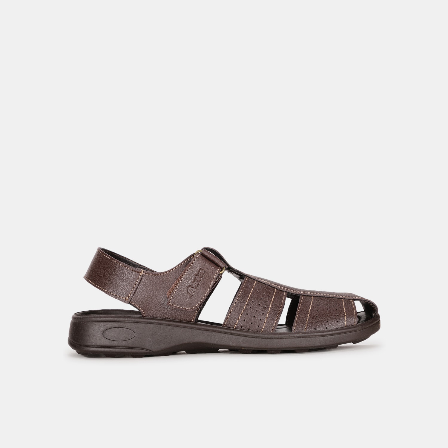 Bata dark brown fishermen sandals with velcro for men