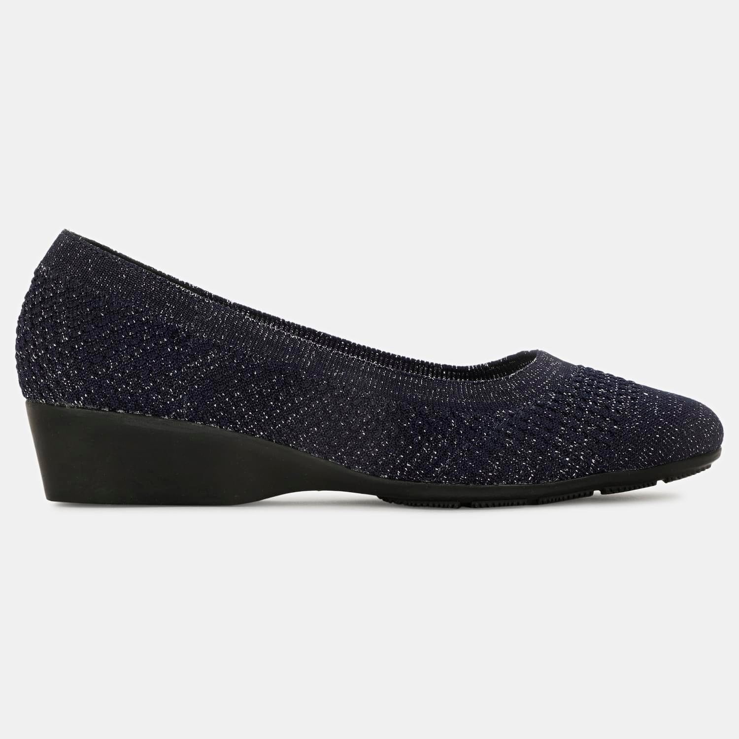 Bata navy textile ballerina pumps for women