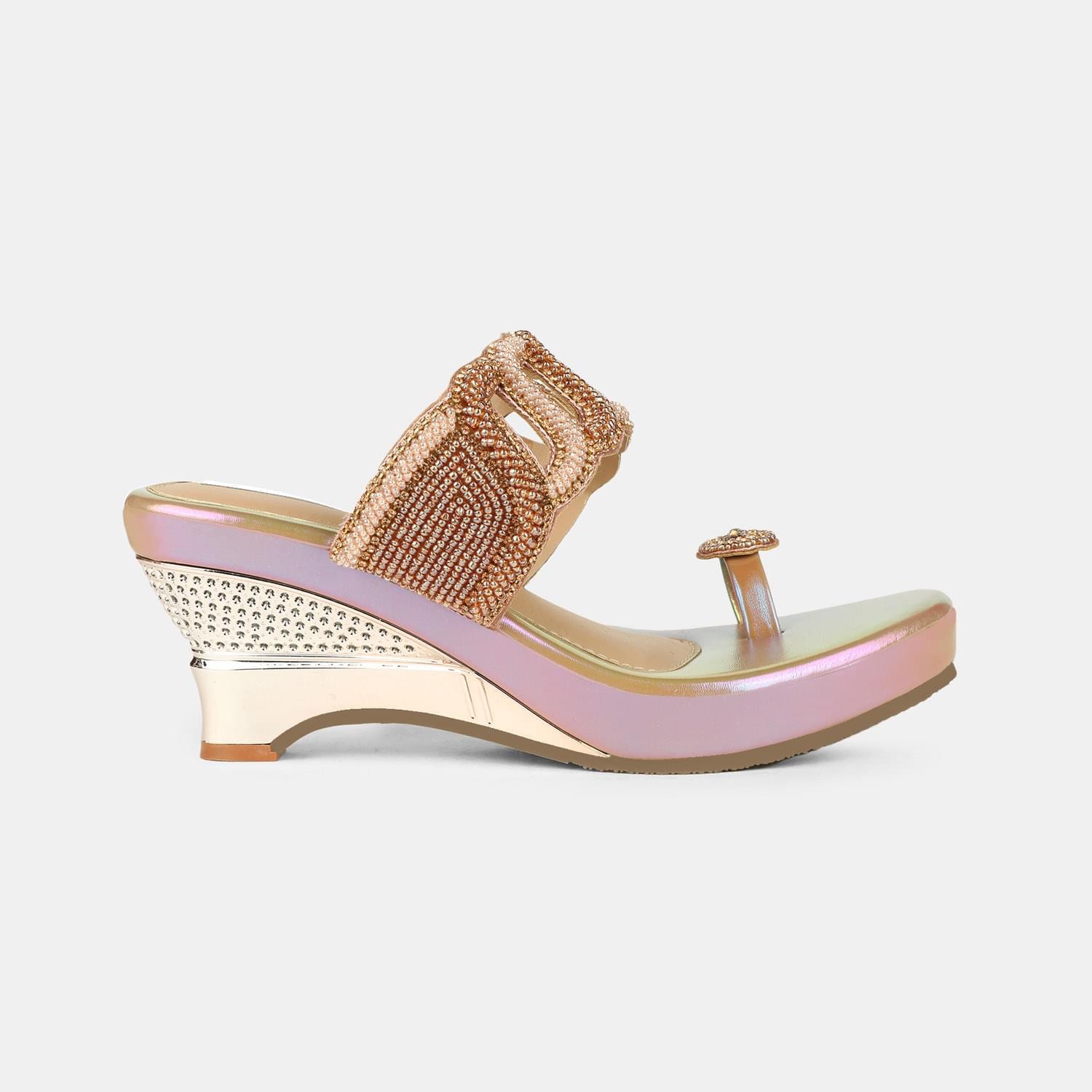 Red label gold toe ring sandal for women