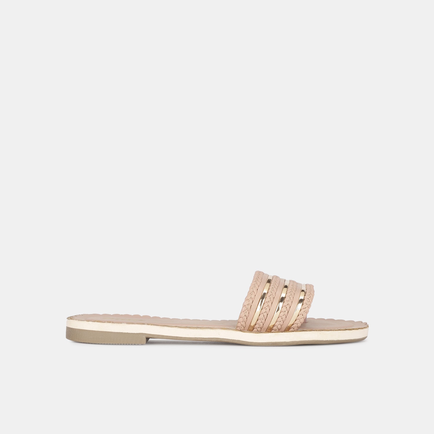Bata pink open toe flat mules for women