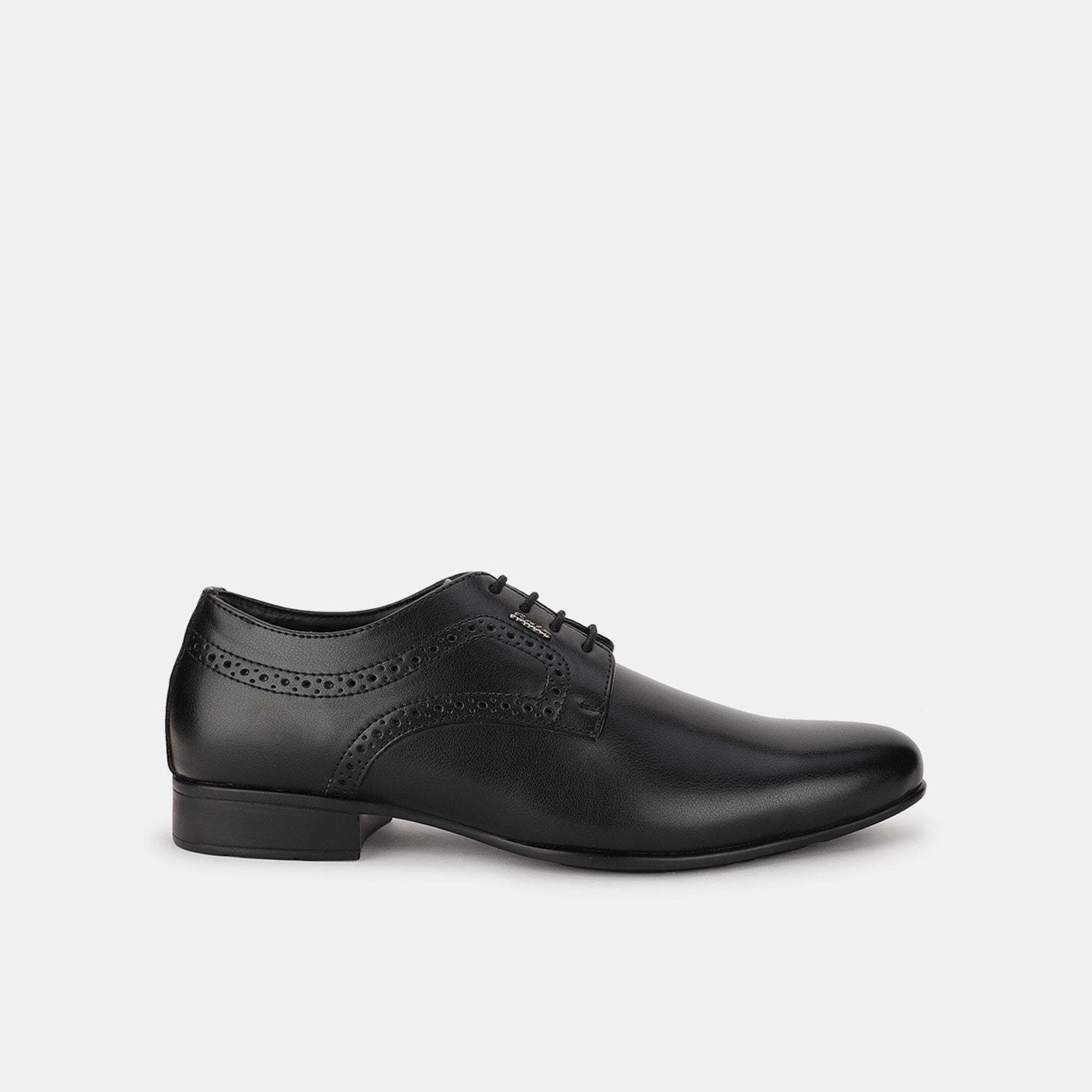 Bata black formal derby-style shoes with lace-up closure for men
