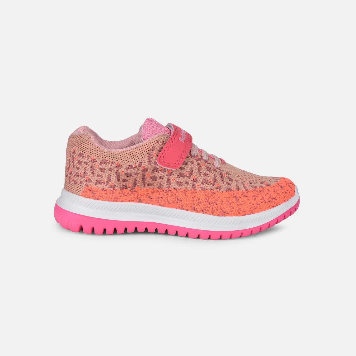Bubblegummers pink textile sports sneakers with velcro closure for kids