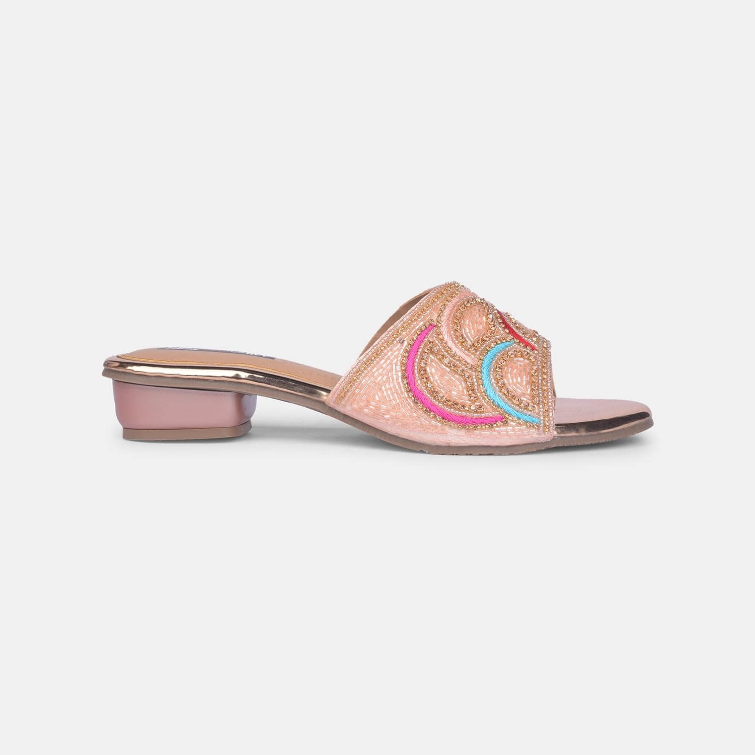 Bata red label pink embellished mule slippers for women