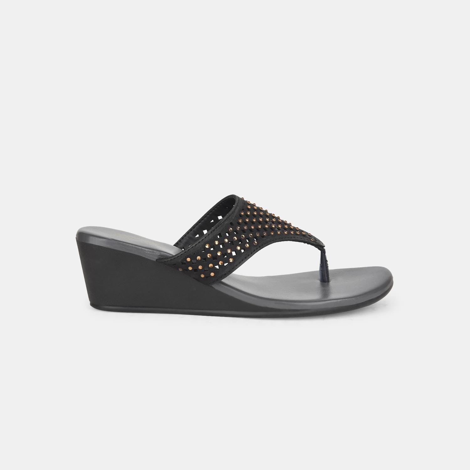 Bata Black Heel Thongs for Women