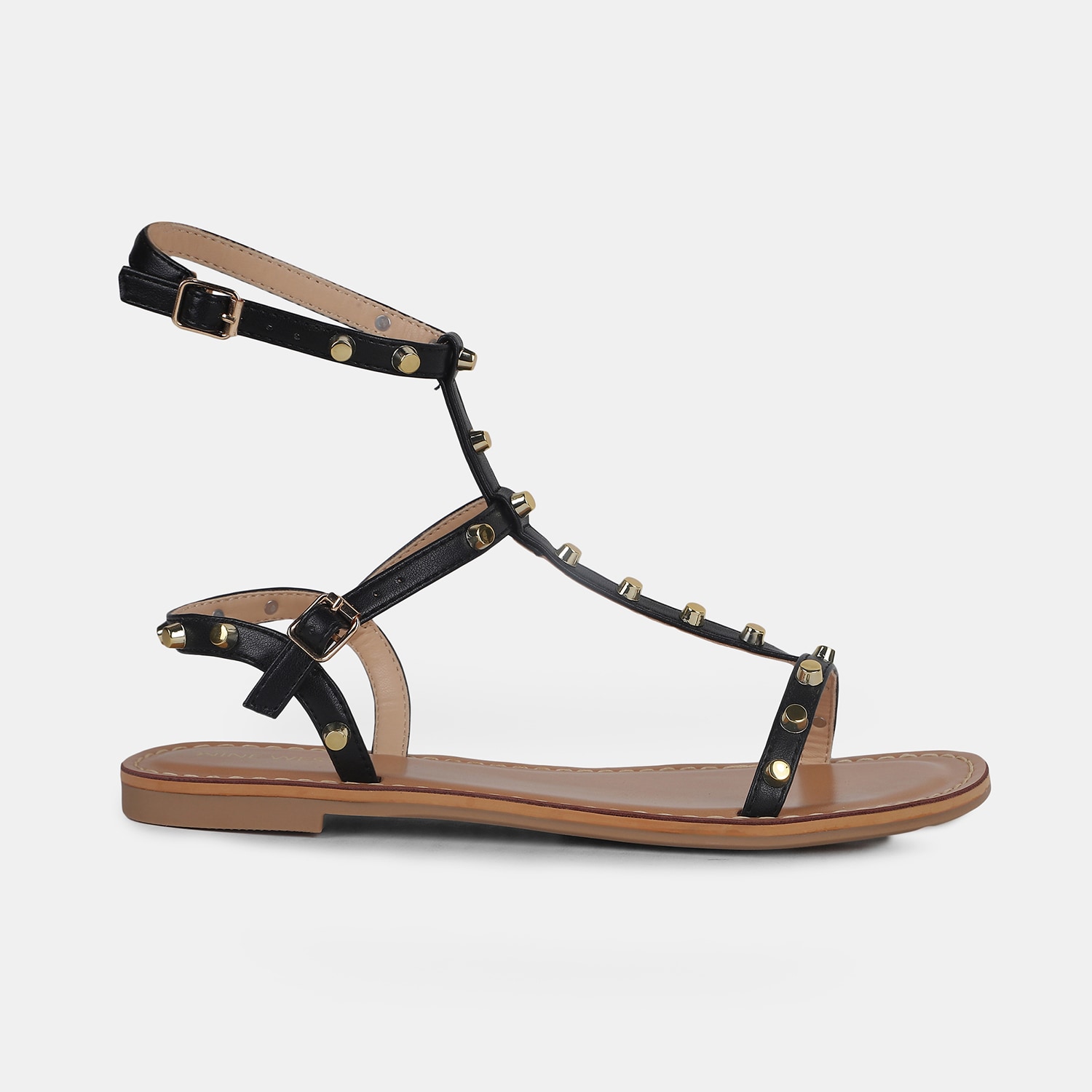 Nine west black open toe flat sandals for women