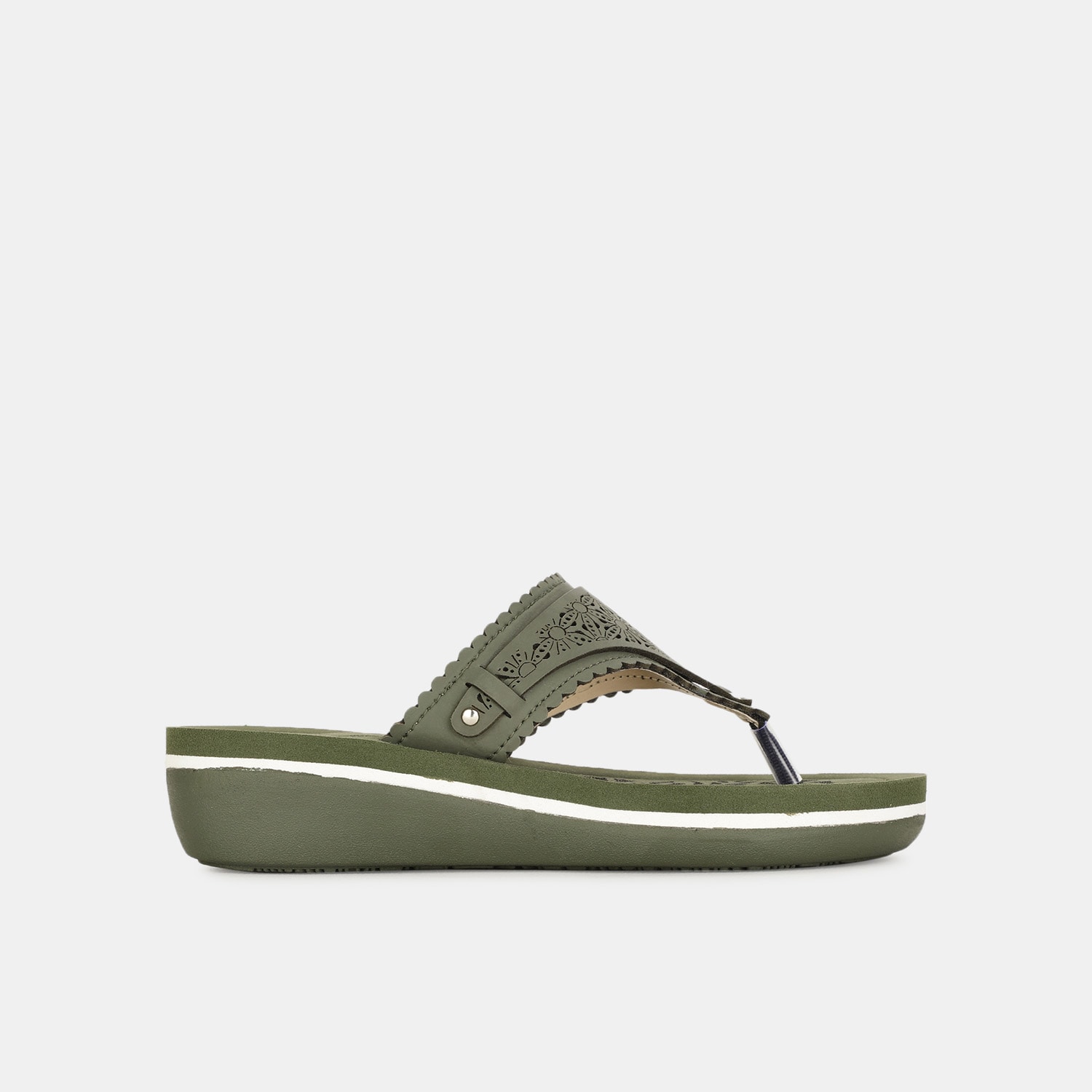 Bata Olive Casual Thong Slippers For Women