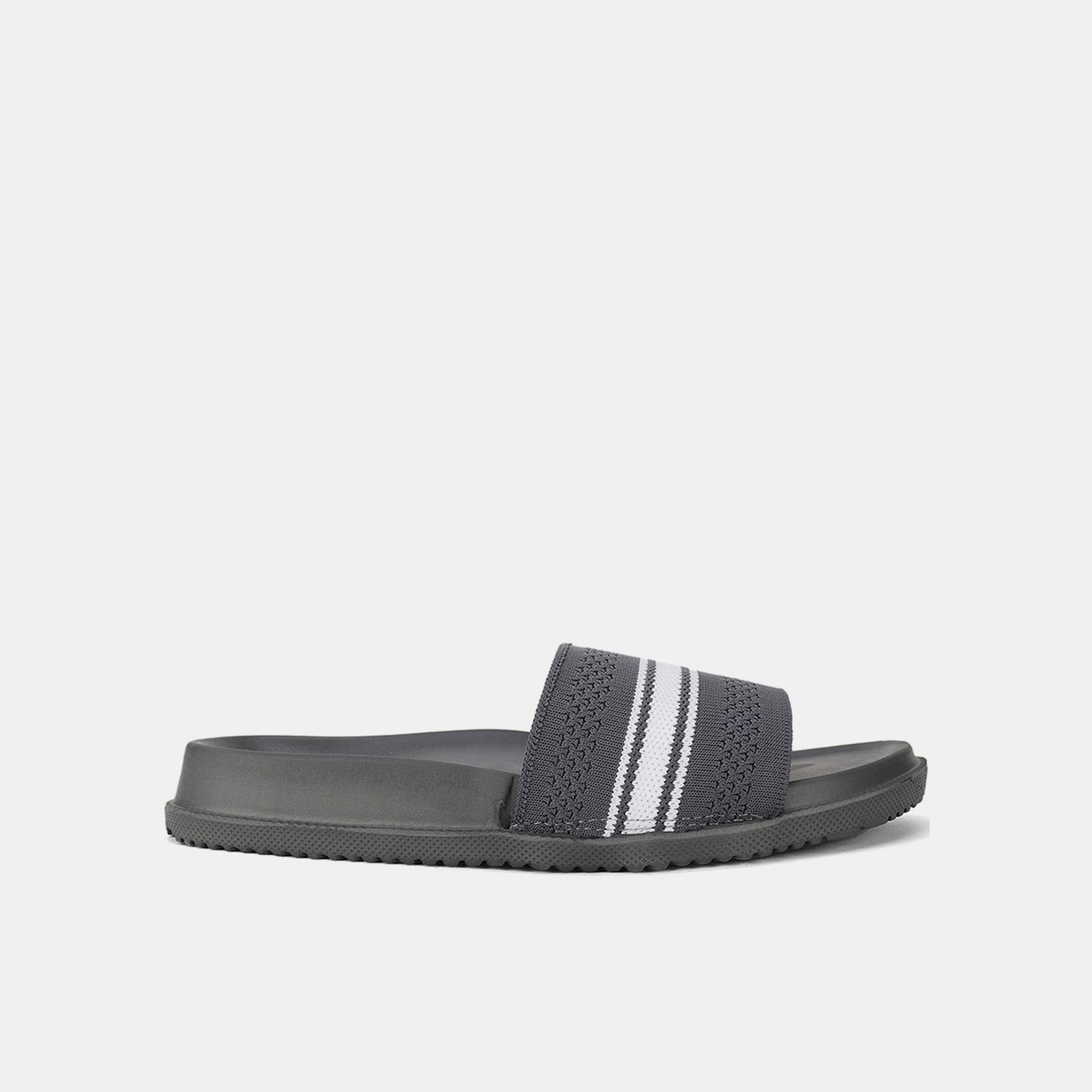 Bata dark grey textile casual slider mules for men