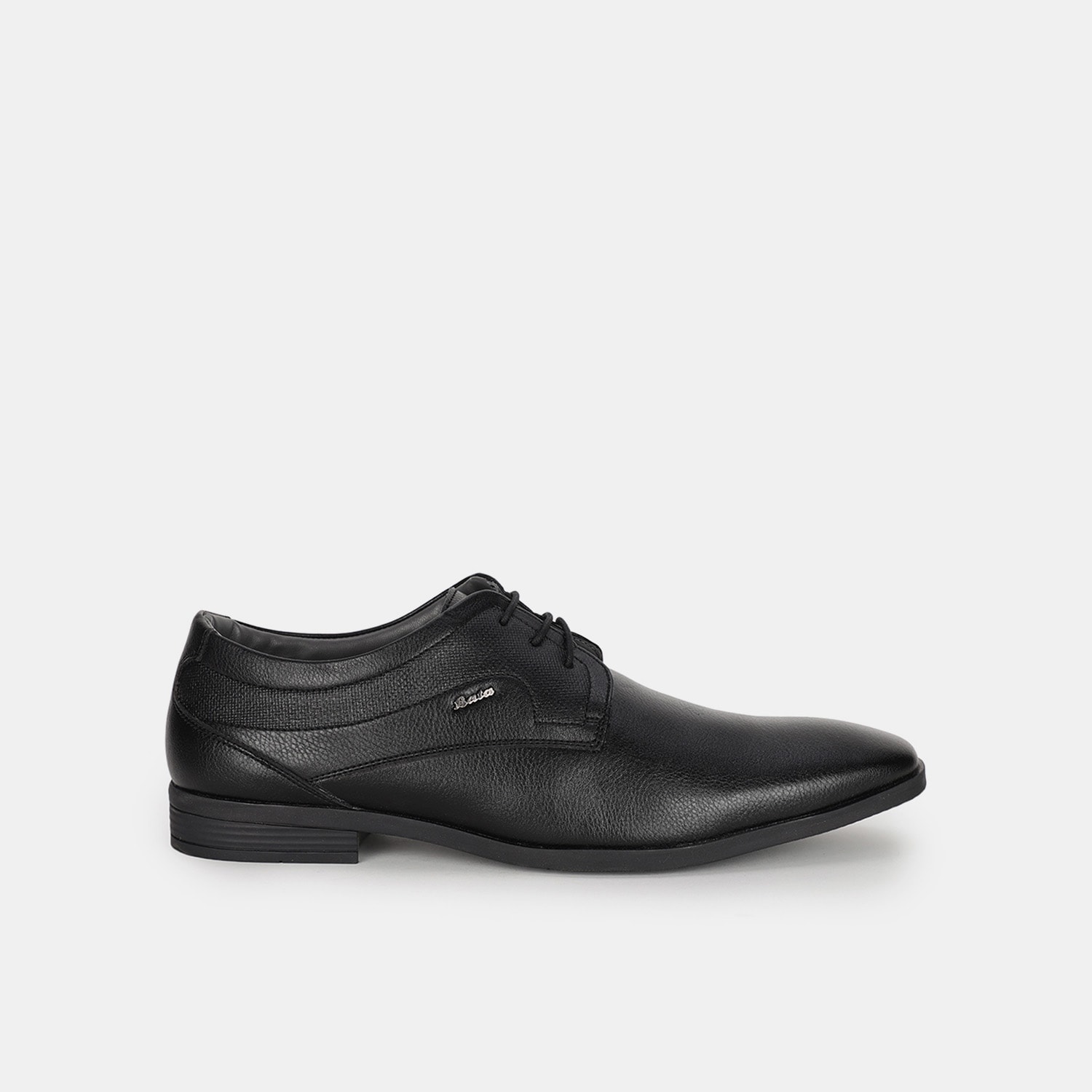 Bata black formal derby-style shoes with lace-up closure for men