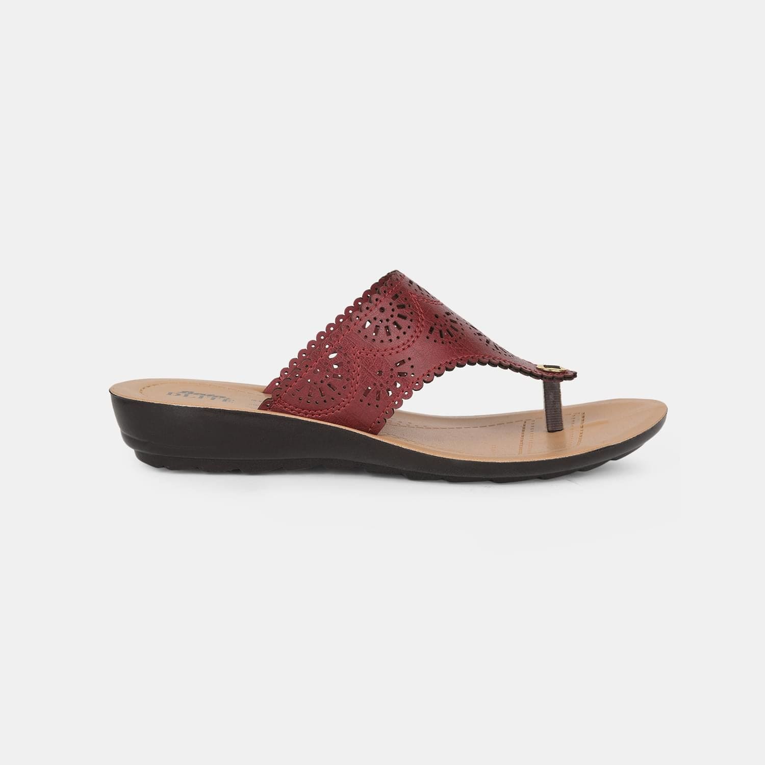 Bata maroon casual flat slippers for women