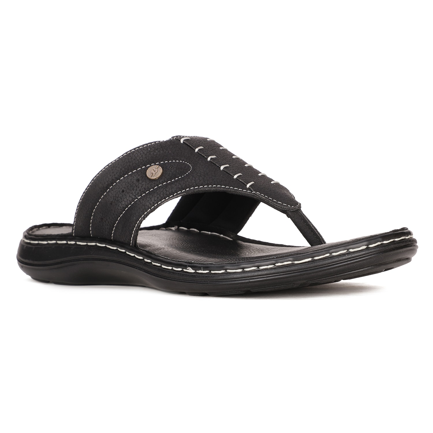 Bata black casual thong slippers for men