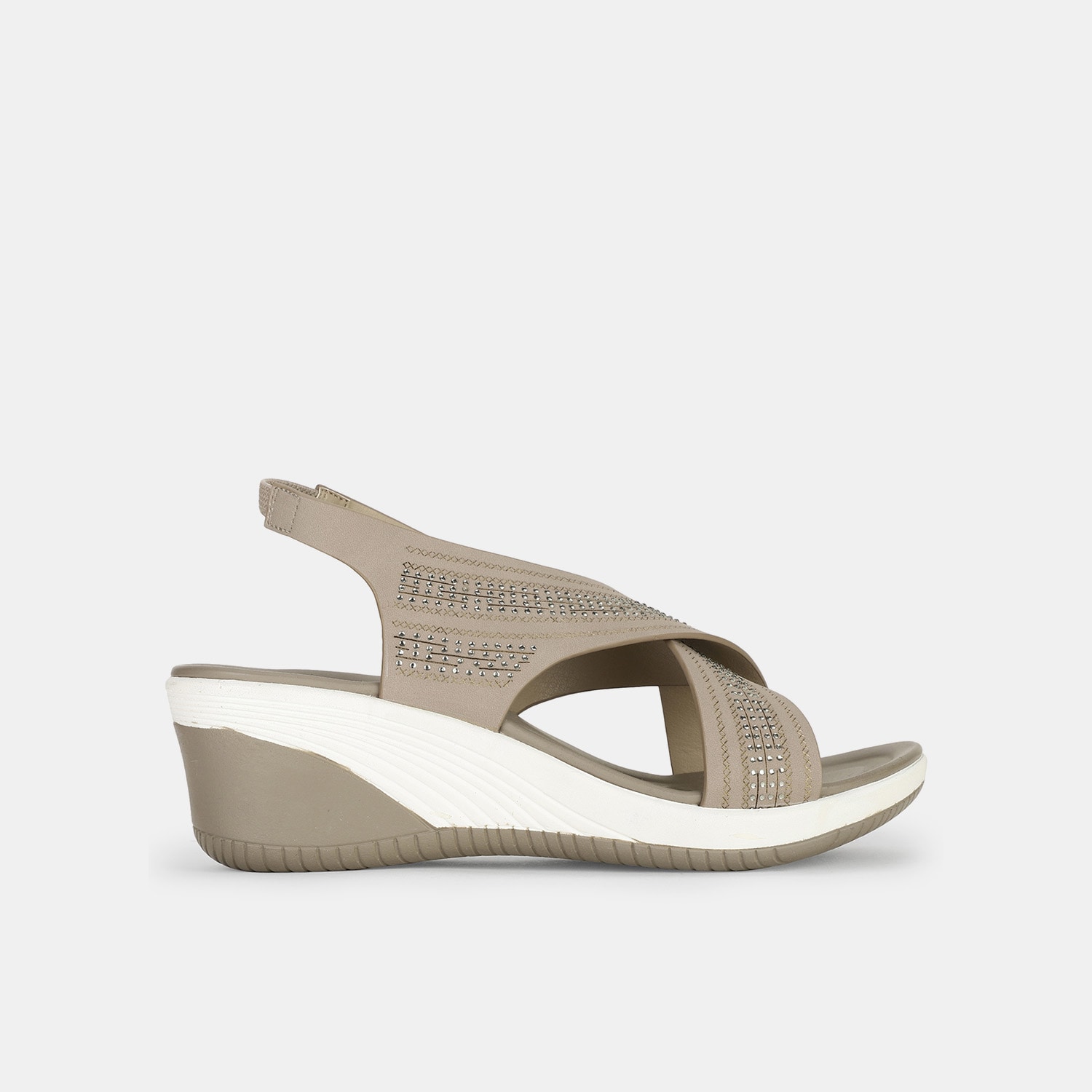 Bata grey wedge heel sandals for women
