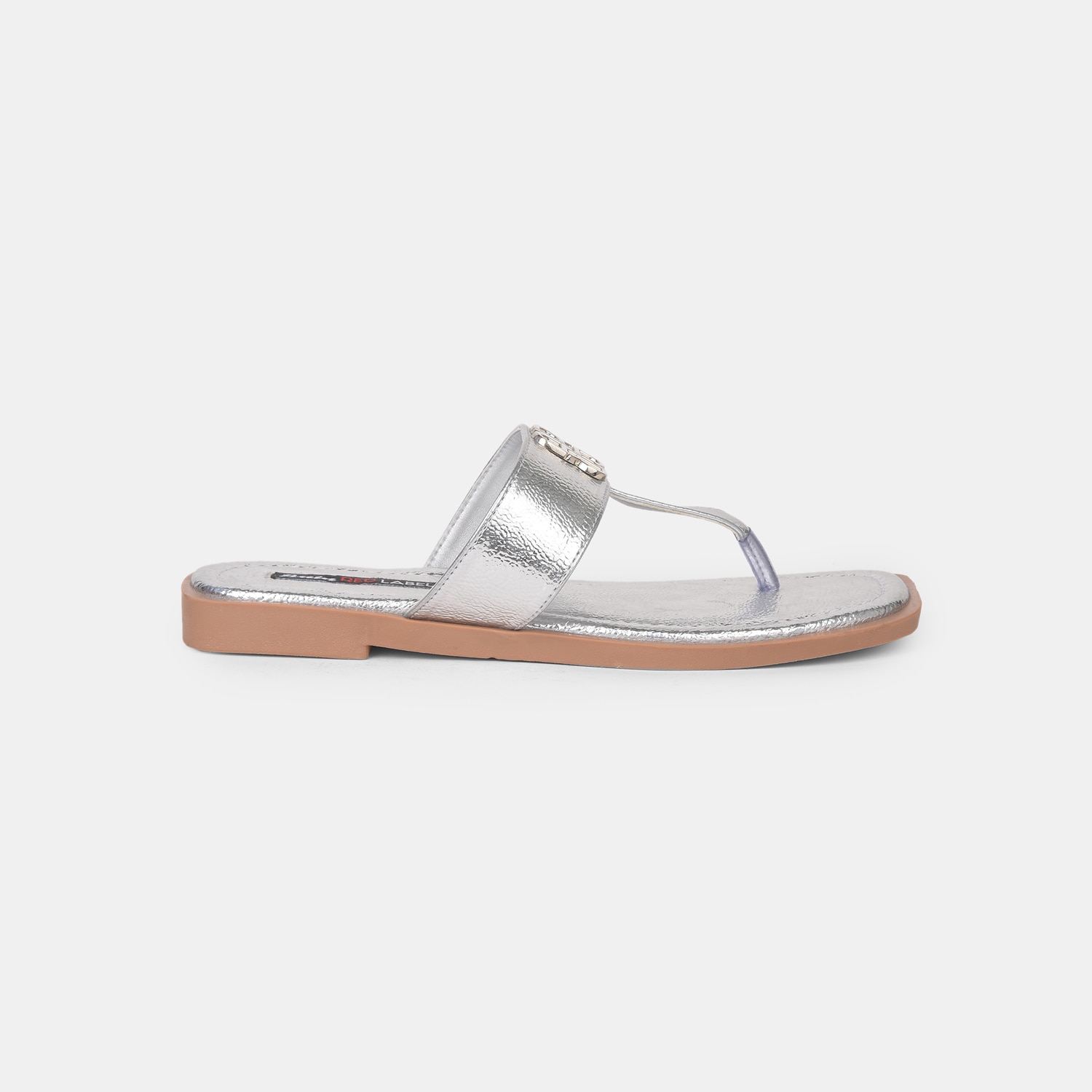 Red Label Silver Thongs For Women