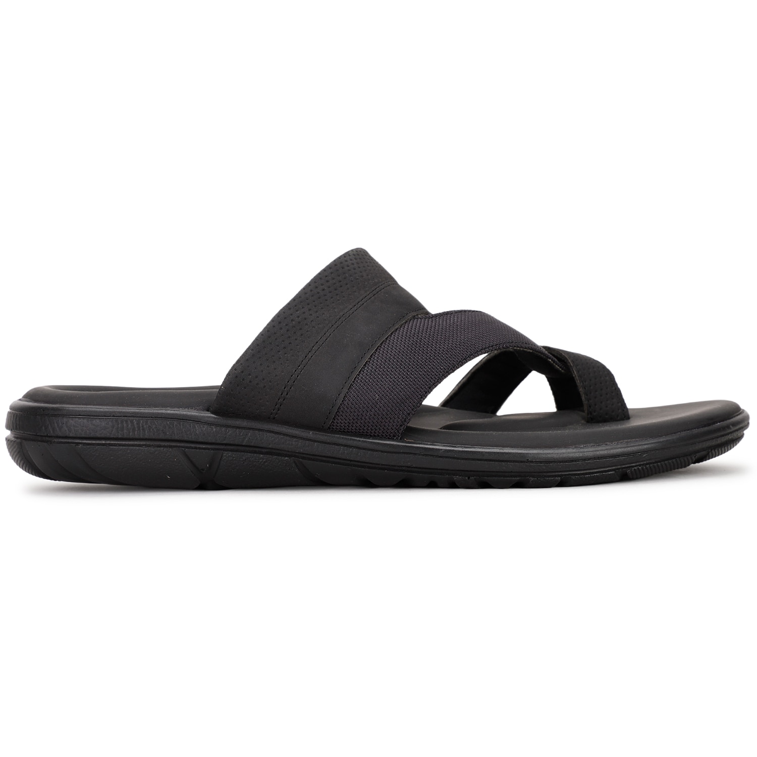 Bata black casual toe ring slippers for men