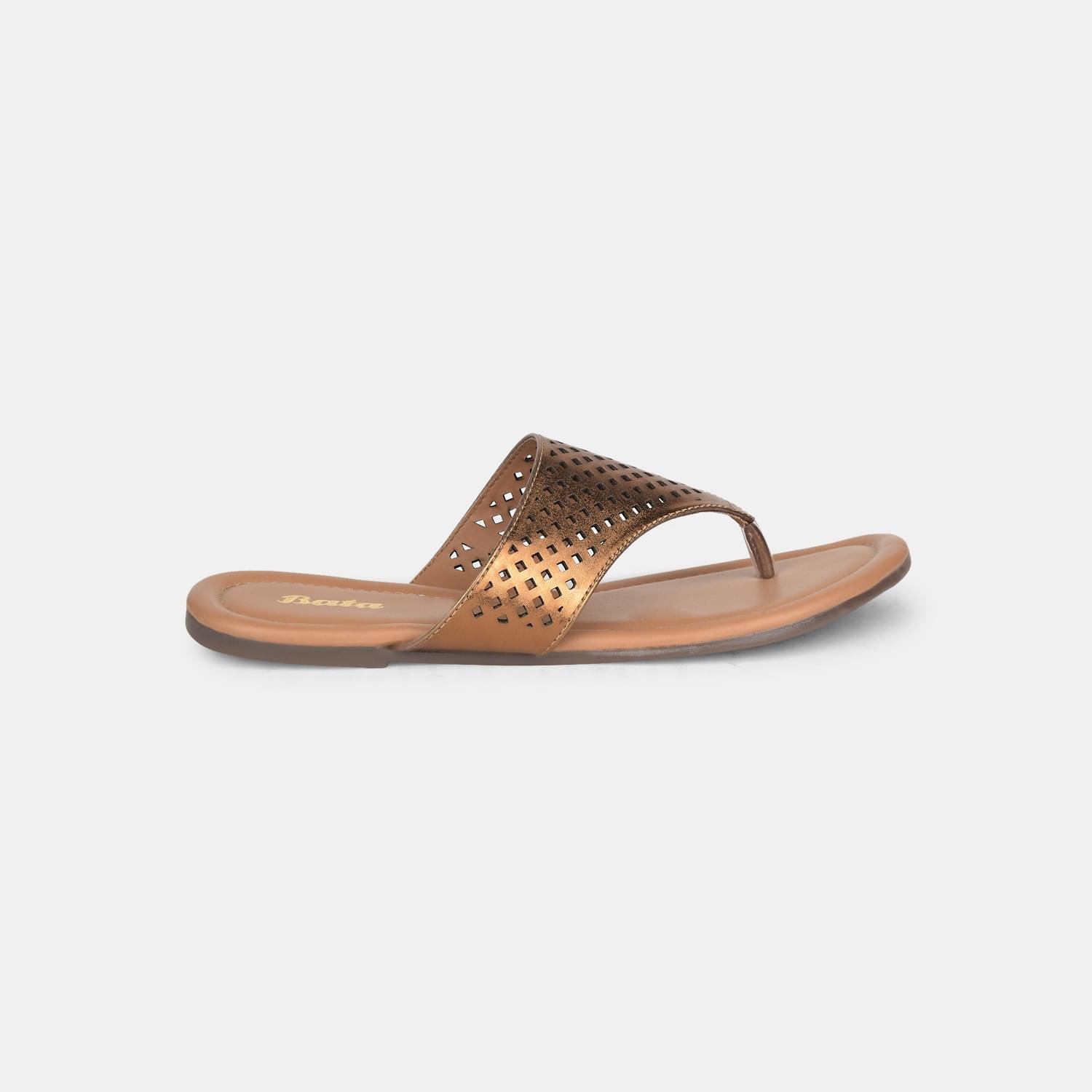 Bata Copper Flat Thongs for Women