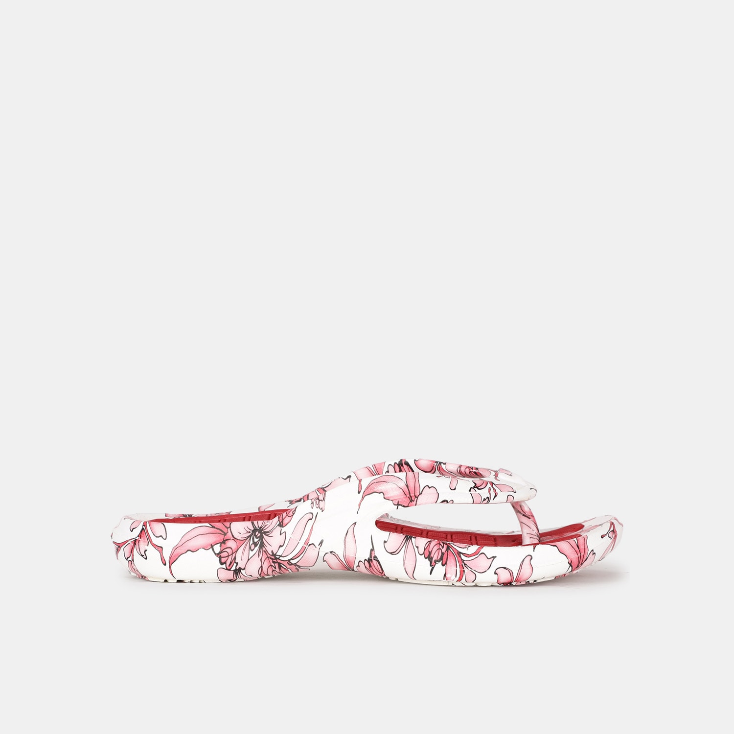 Bata red printed flip flops for women