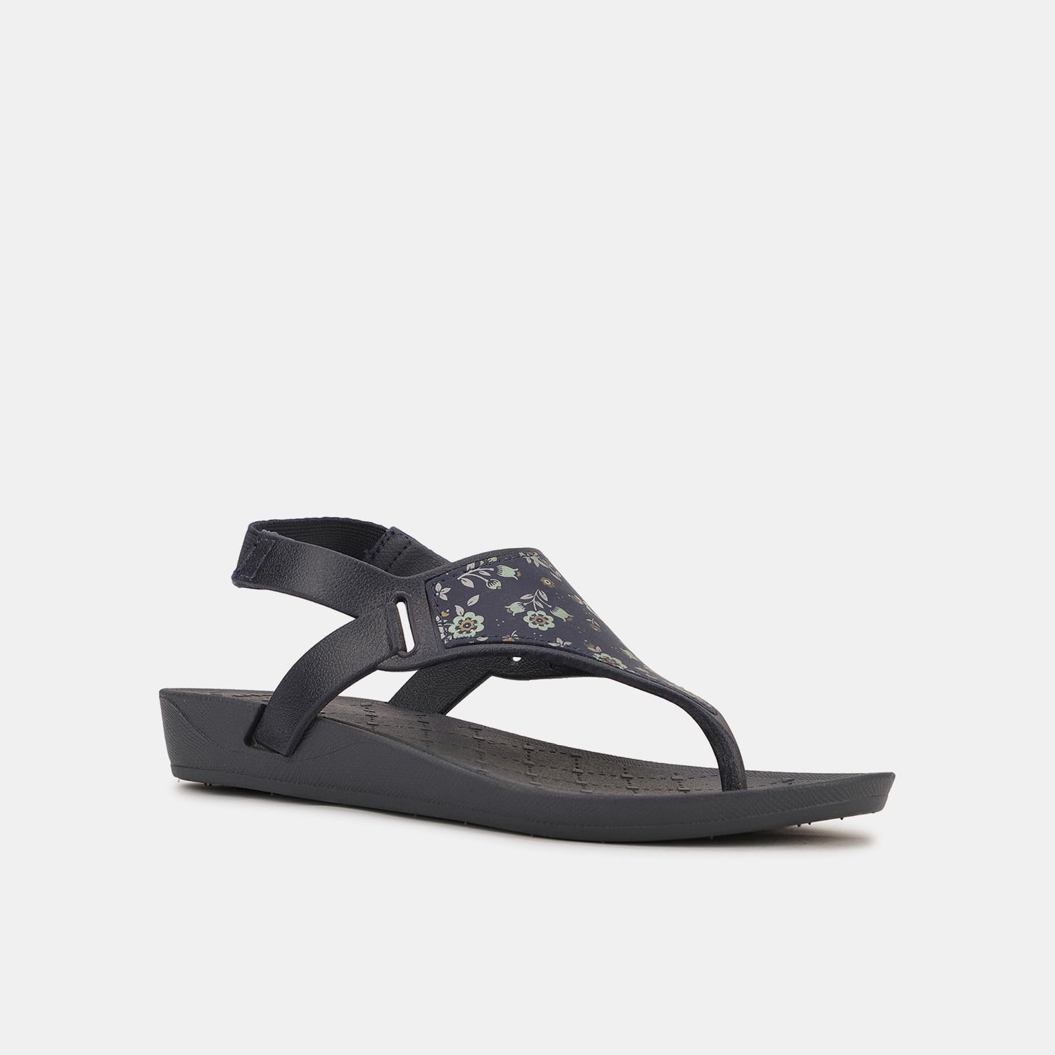 Bata Navy Printed Open Toe Sandals For Women
