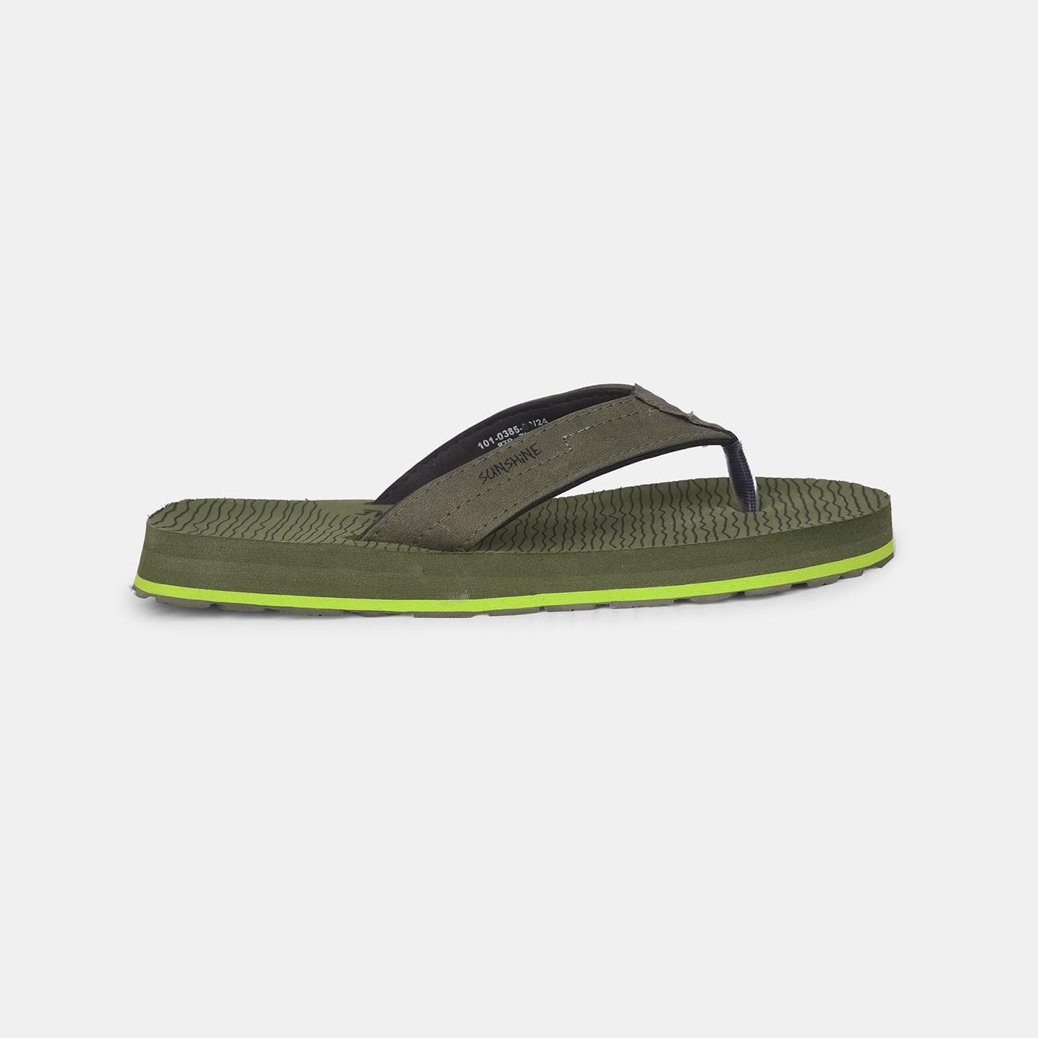 Bata sunshine green textile flip-flop thongs for men