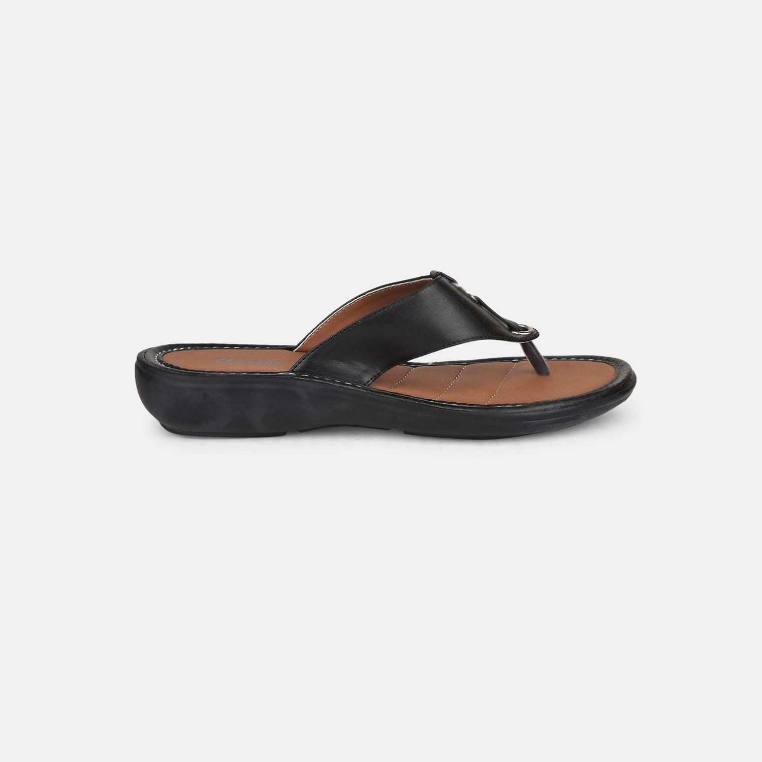 Bata black open toe thongs with cushioned footbed for women