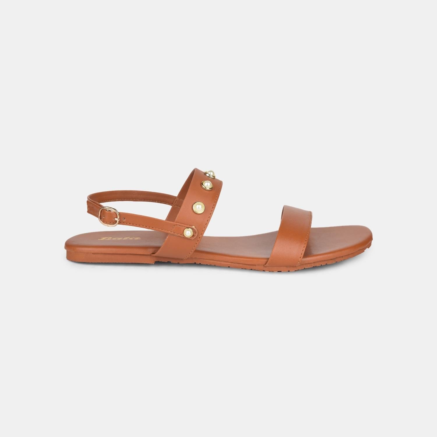 Bata Tan Flat Sandals for Women